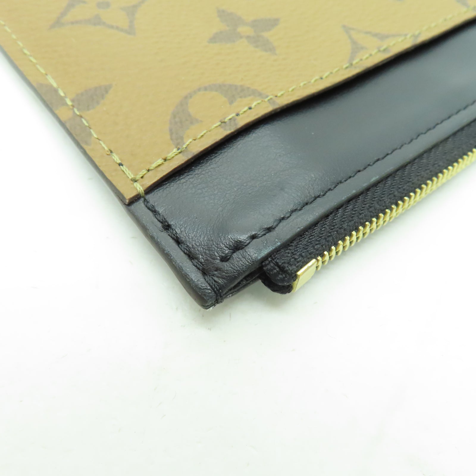 LOUIS VUITTON Monogram Reverse Slim Purse金扣卡片套棕色