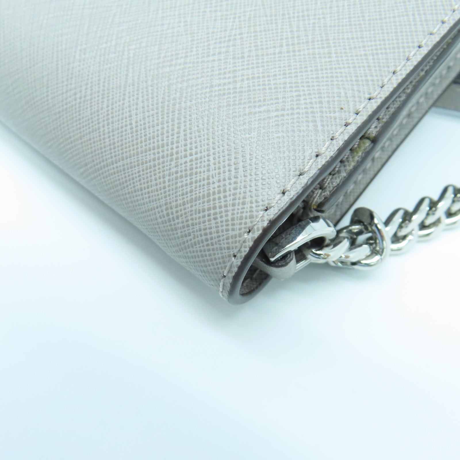 Michael Kors Leather Shoulder Bag Silver Buckle Chain Shoulder Bag Gray