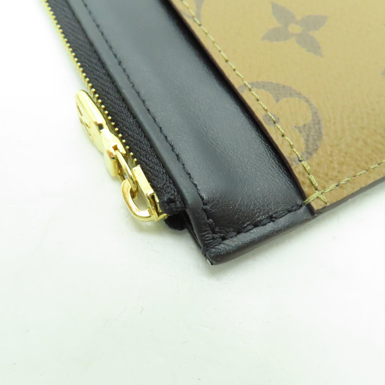 LOUIS VUITTON Monogram Reverse Slim Purse金扣卡片套棕色
