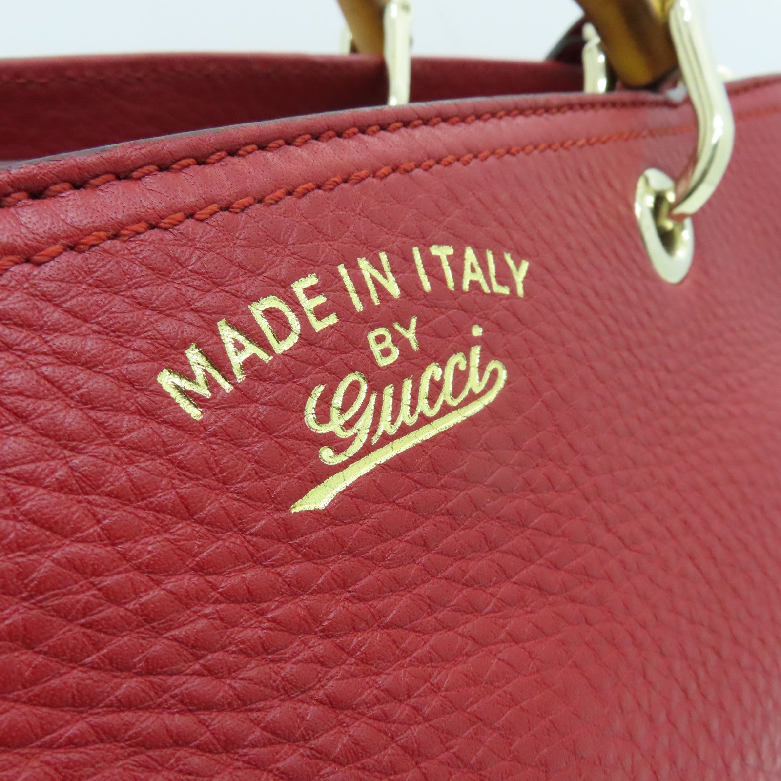 GUCCI 【激減優惠】牛皮皮革2 Way Shoulder Bag銀扣手挽肩背兩用袋紅色