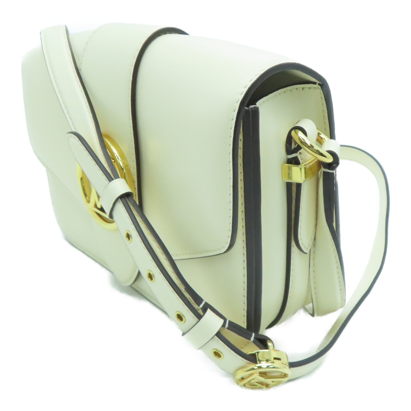 LOUIS VUITTON Leather Pont 9 Gold Buckle Shoulder Bag Cream