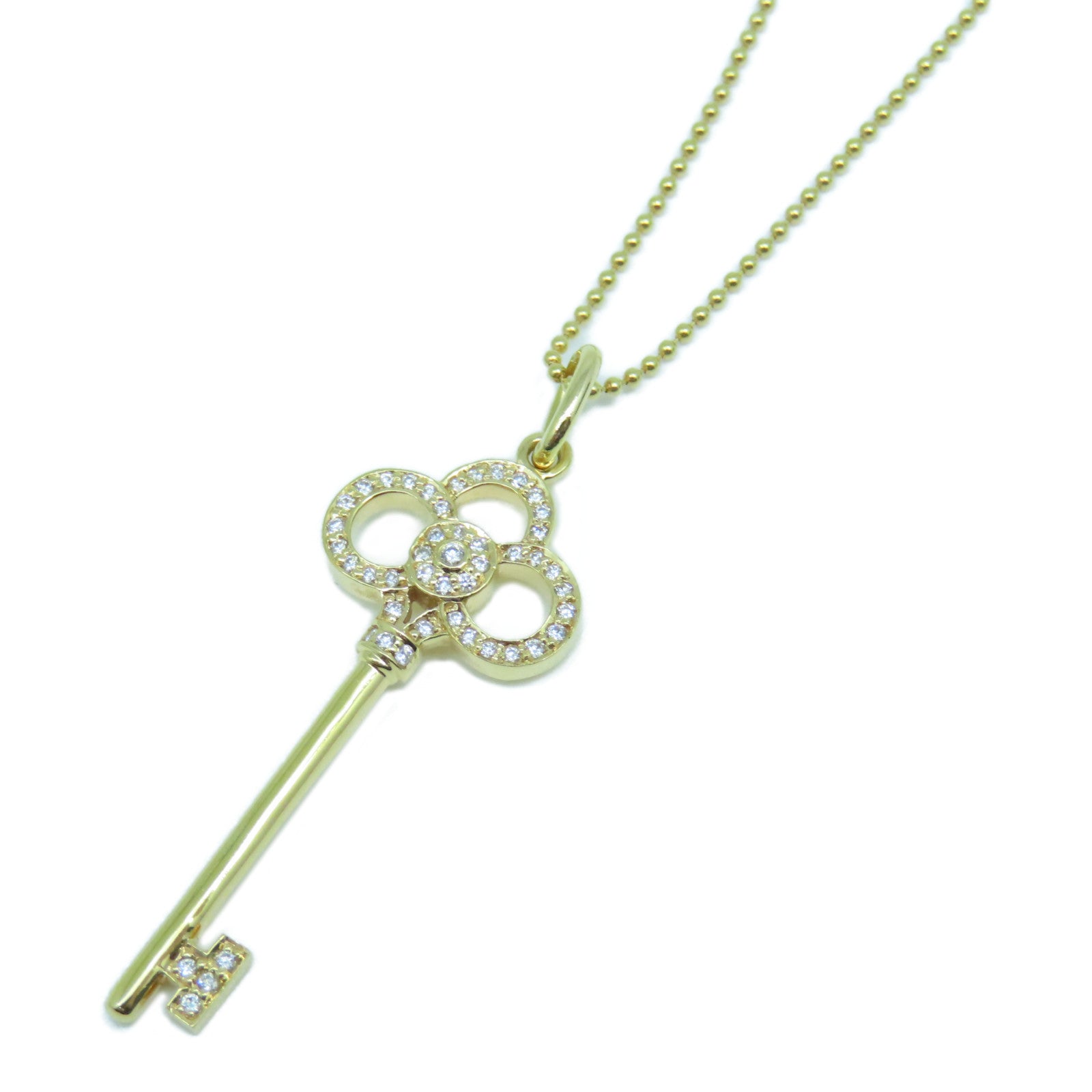 TIFFANY＆CO 18K黃金Mini Crown Key0.13ct鑽石項鍊