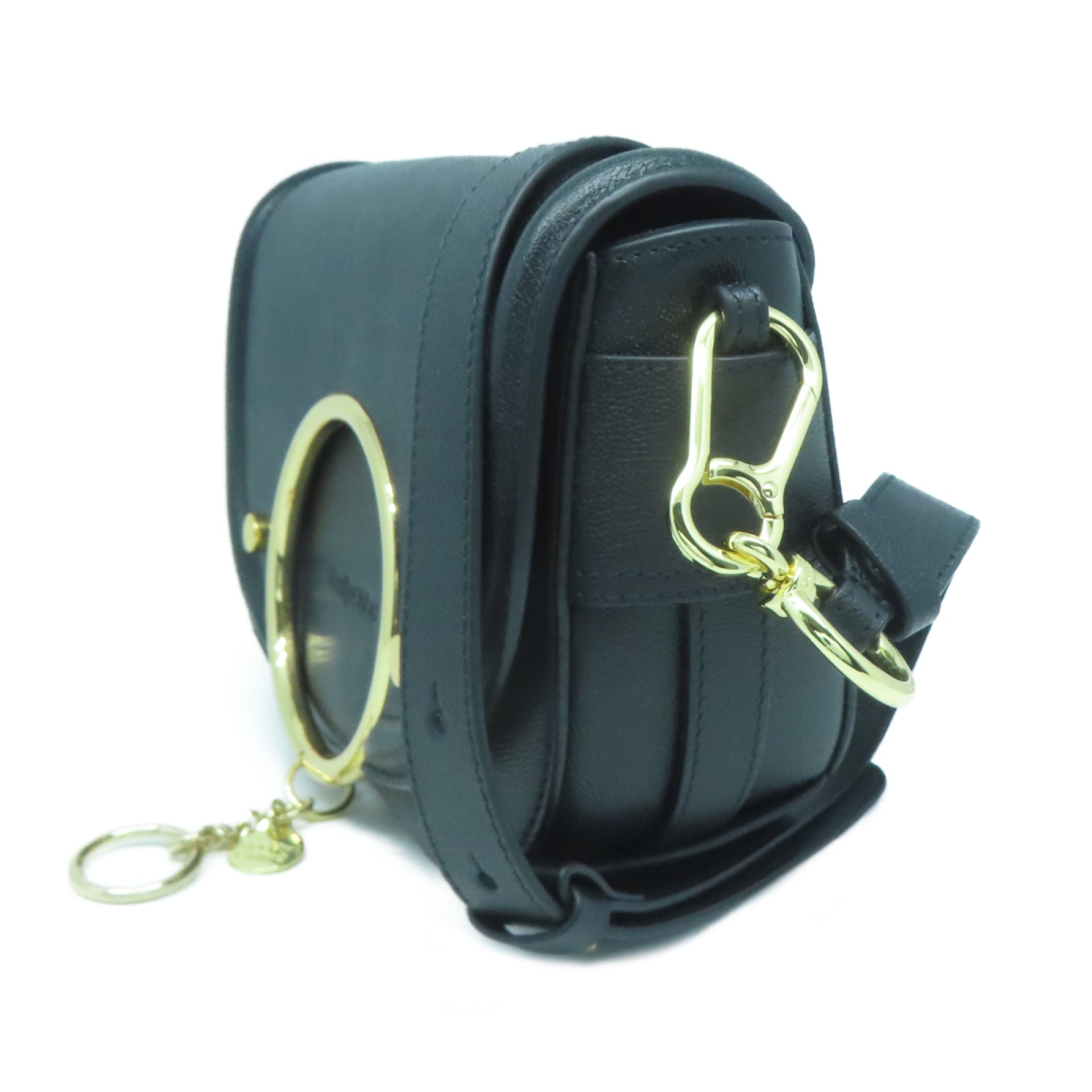 SEE BY CHLOE 牛皮皮革Shoulder Bag金扣肩背袋黑色