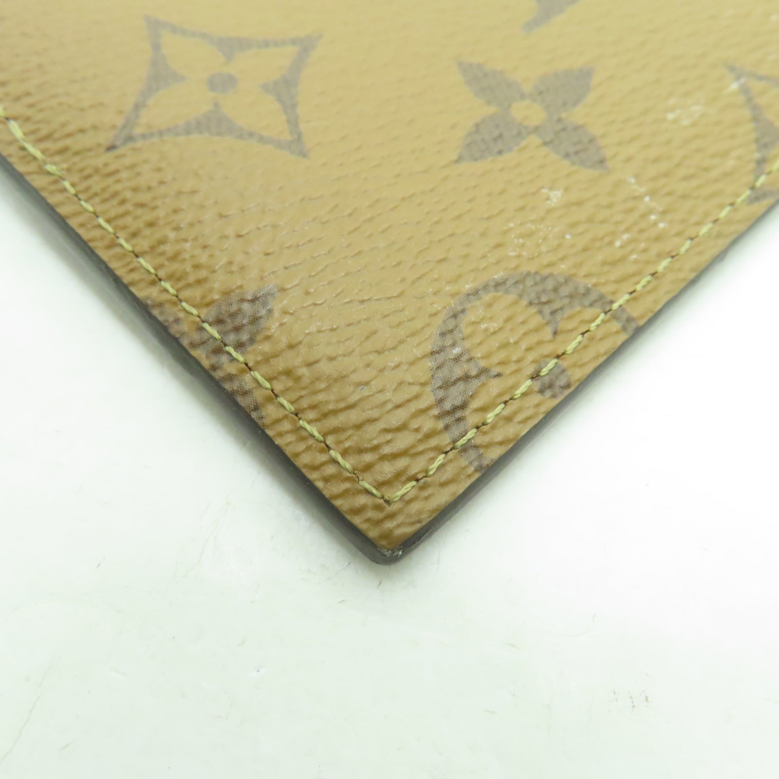 LOUIS VUITTON Monogram Reverse Slim Purse金扣卡片套棕色