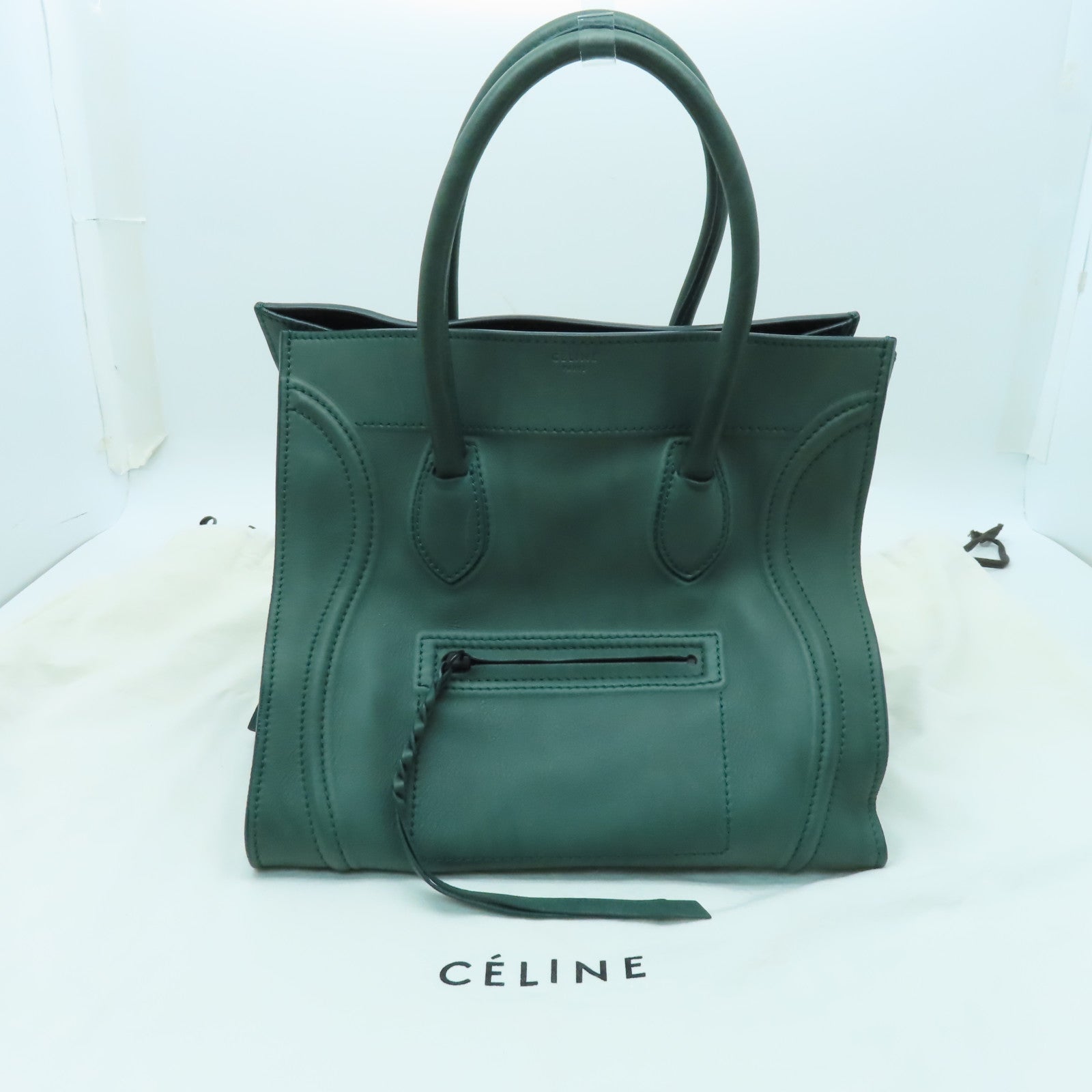CELINE 牛皮皮革Luggage Phantom手挽袋綠色