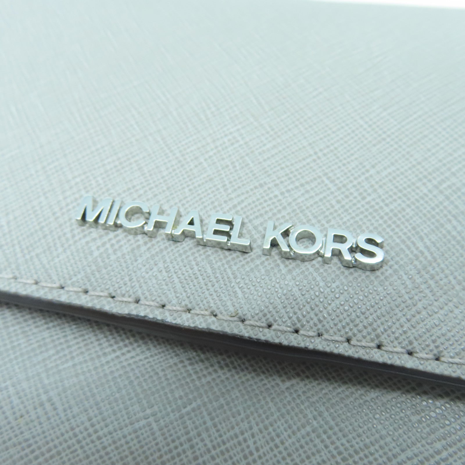 Michael Kors Leather Shoulder Bag Silver Buckle Chain Shoulder Bag Gray