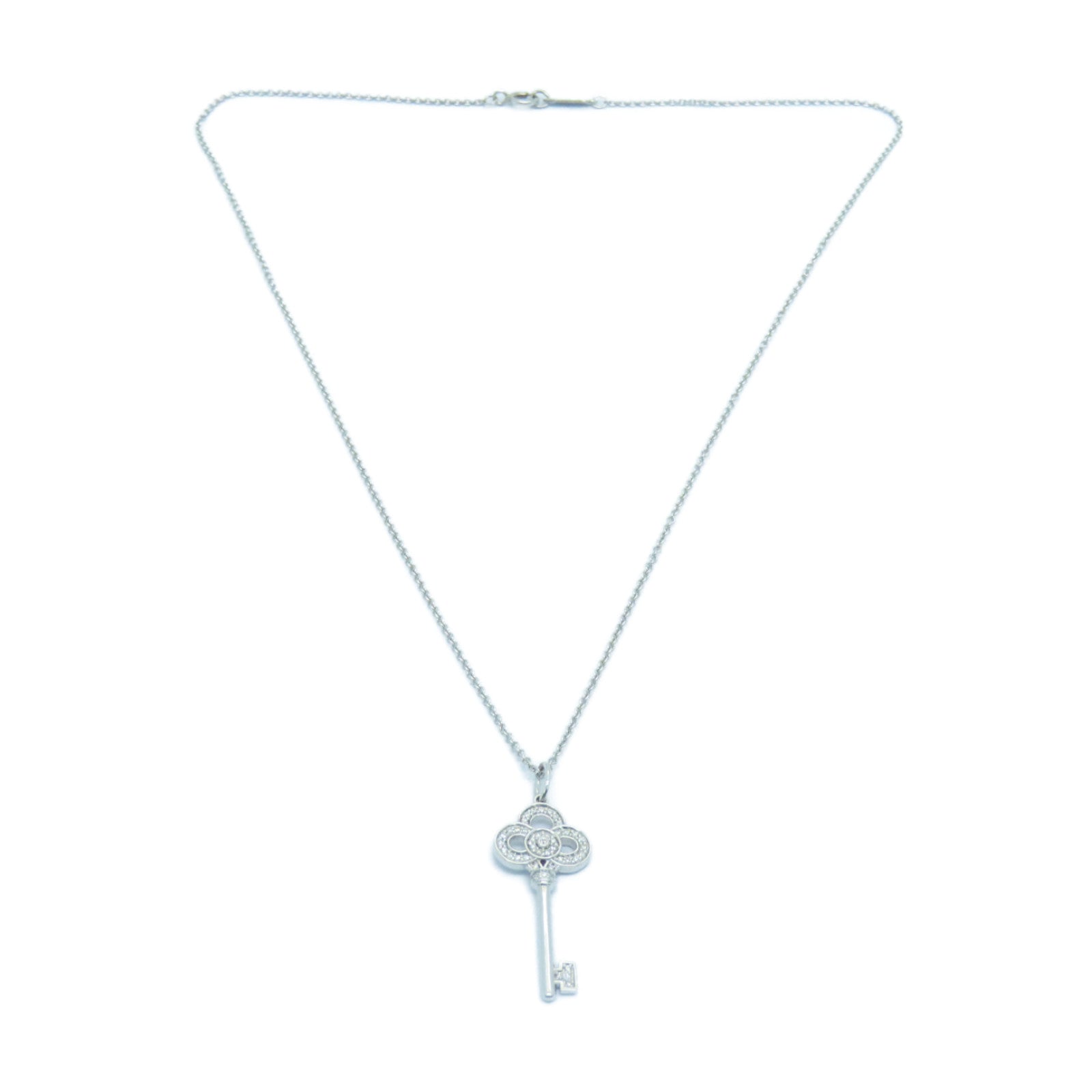 TIFFANY&amp;CO 18K White Gold Crown Key Necklace Necklace