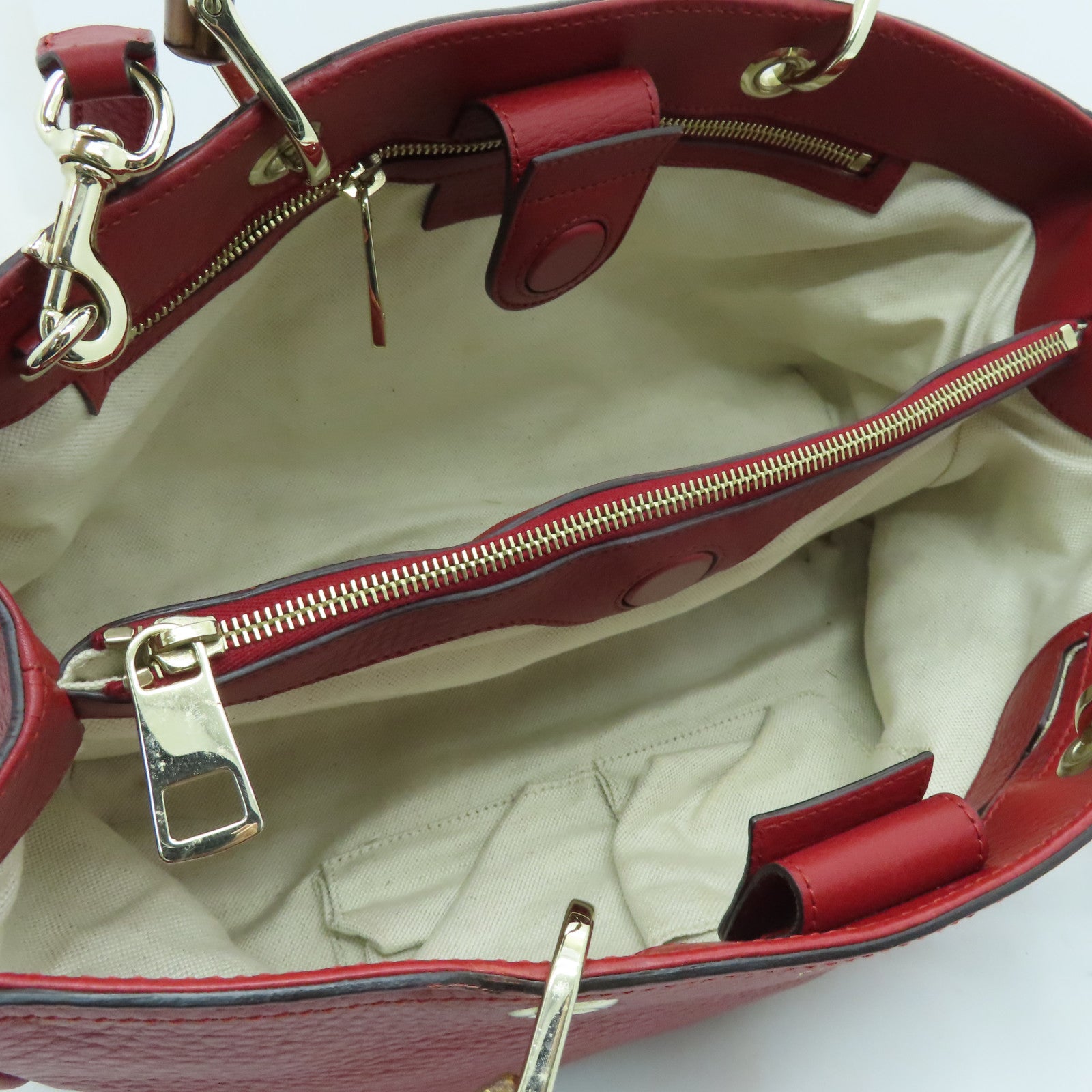 GUCCI 【激減優惠】牛皮皮革2 Way Shoulder Bag銀扣手挽肩背兩用袋紅色