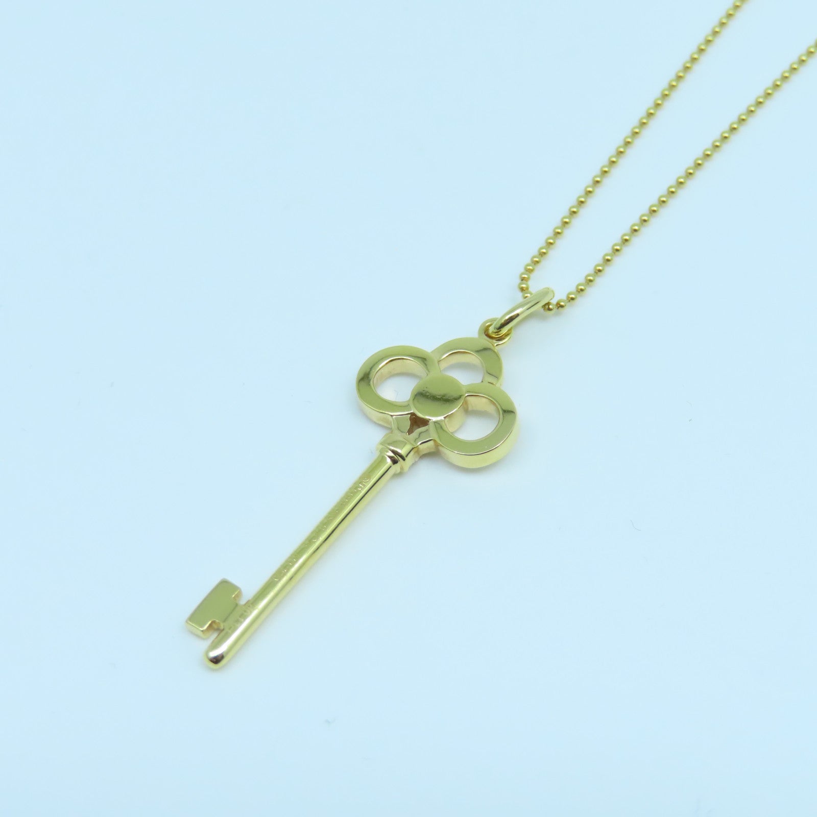 TIFFANY＆CO 18K黃金Mini Crown Key0.13ct鑽石項鍊