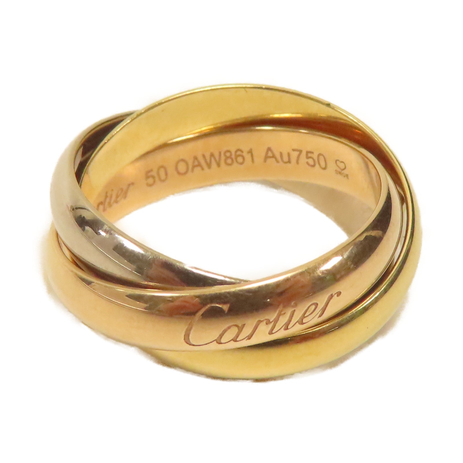 CARTIER 18K白金/玫瑰金/黃金Trinity戒指Cartier#50/US#4