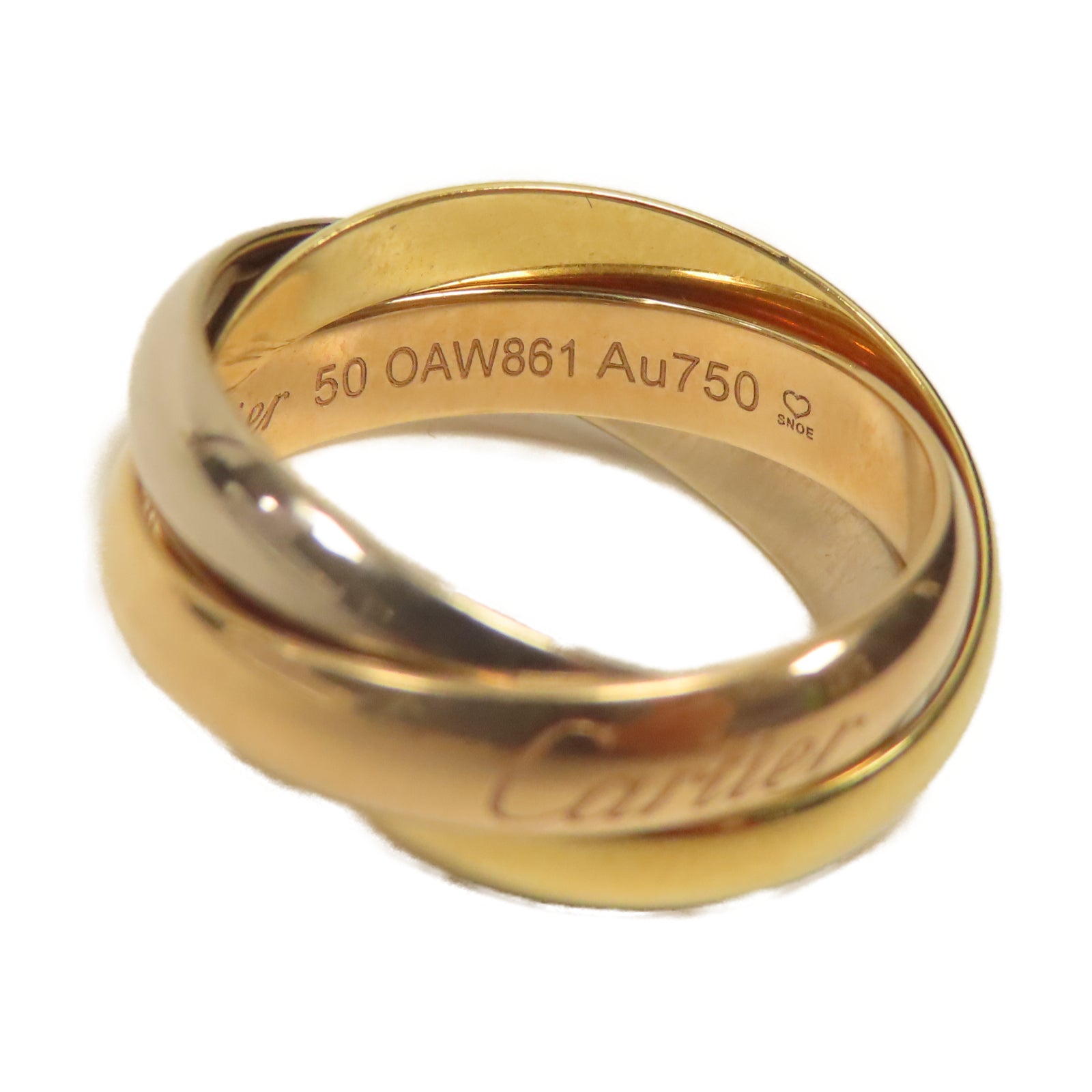 CARTIER 18K白金/玫瑰金/黃金Trinity戒指Cartier#50/US#4