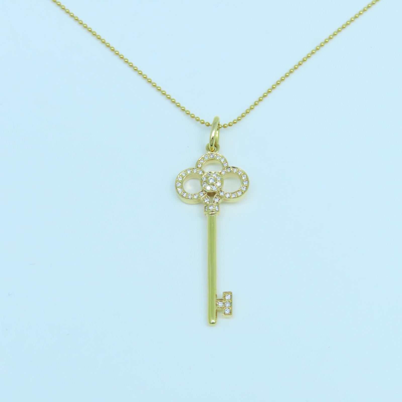 TIFFANY＆CO 18K黃金Mini Crown Key0.13ct鑽石項鍊