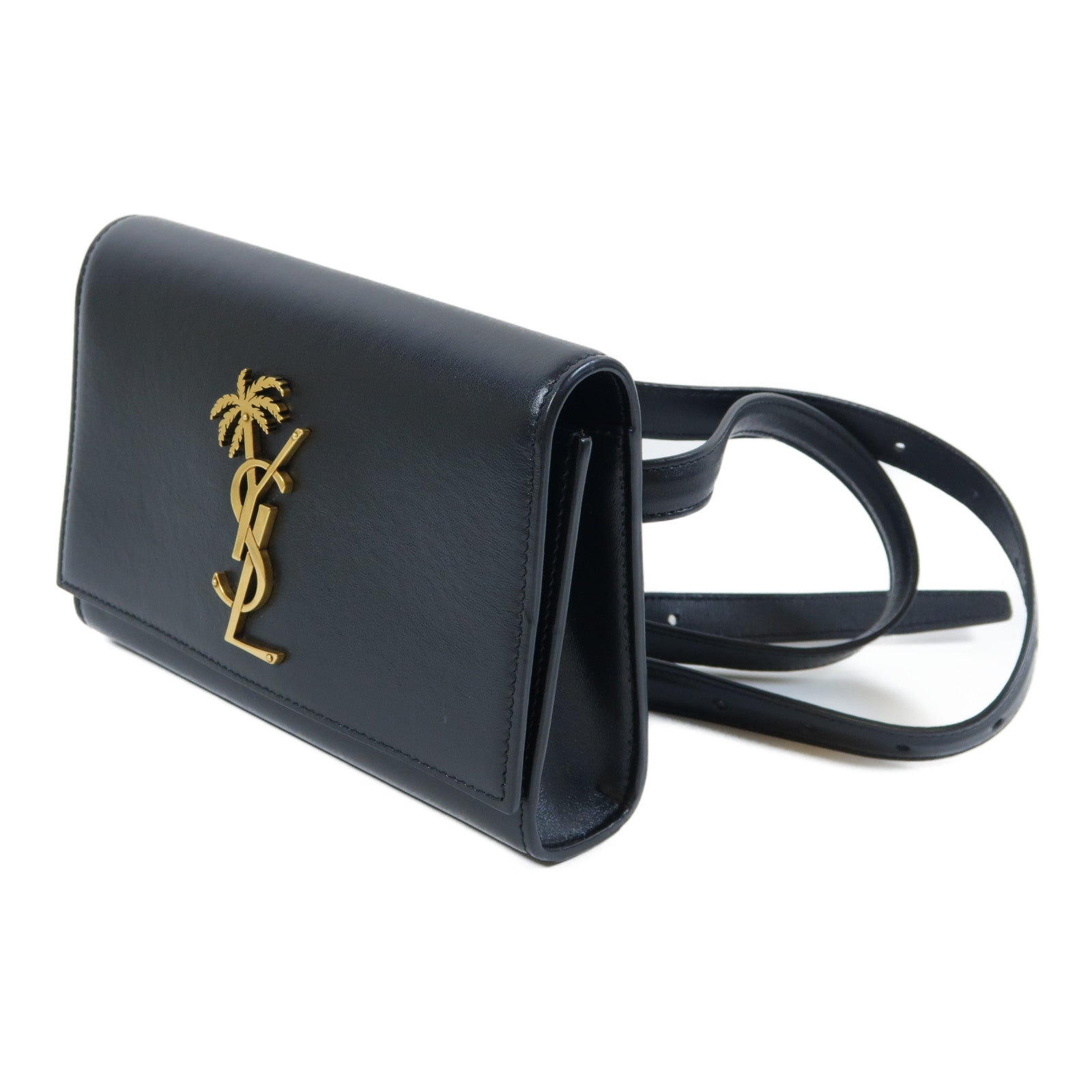 SAINT LAURENT 牛皮皮革Belt Bag金扣腰包黑色