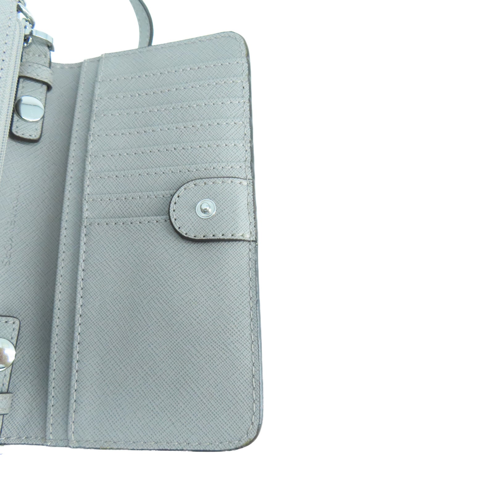 Michael Kors Leather Shoulder Bag Silver Buckle Chain Shoulder Bag Gray