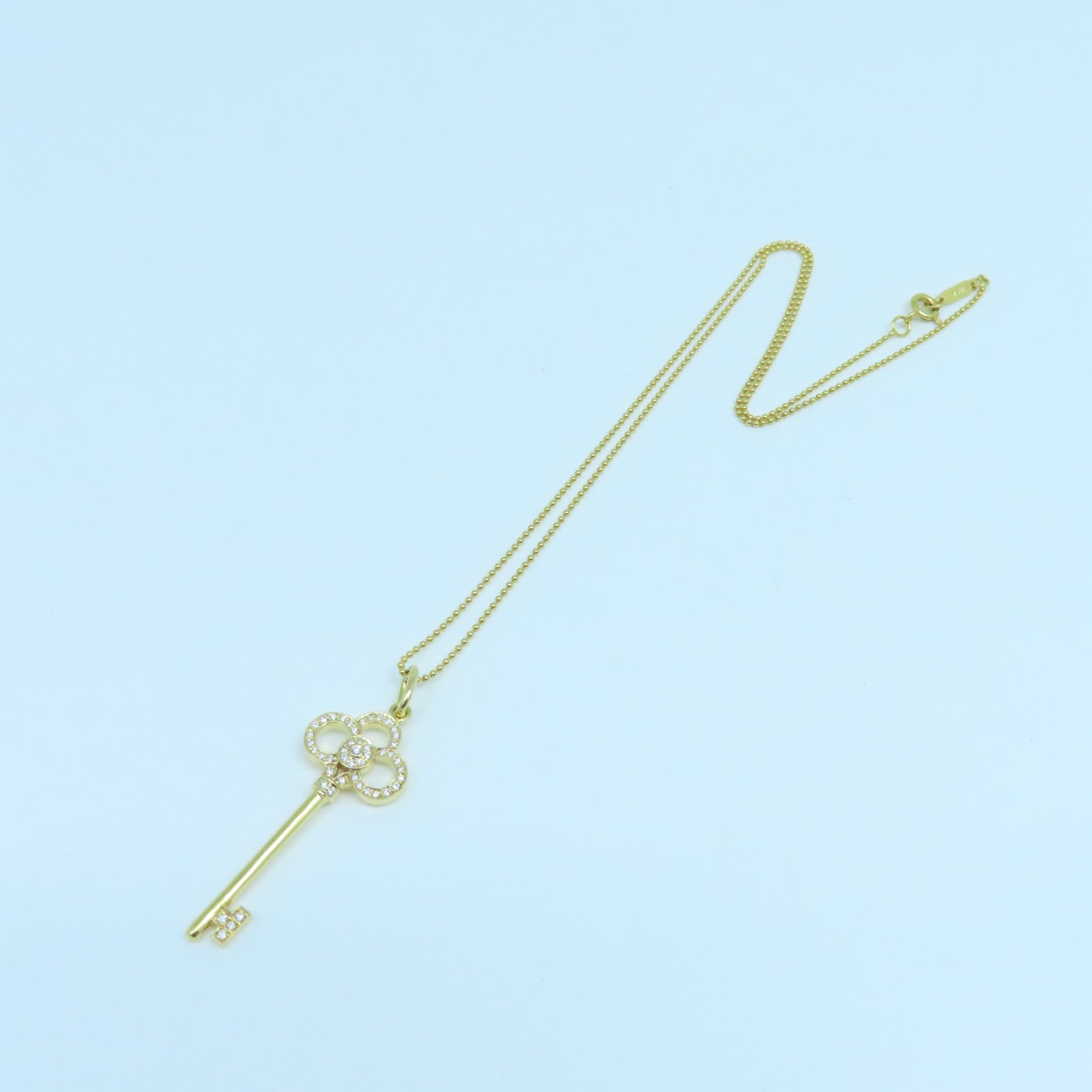 TIFFANY＆CO 18K黃金Mini Crown Key0.13ct鑽石項鍊