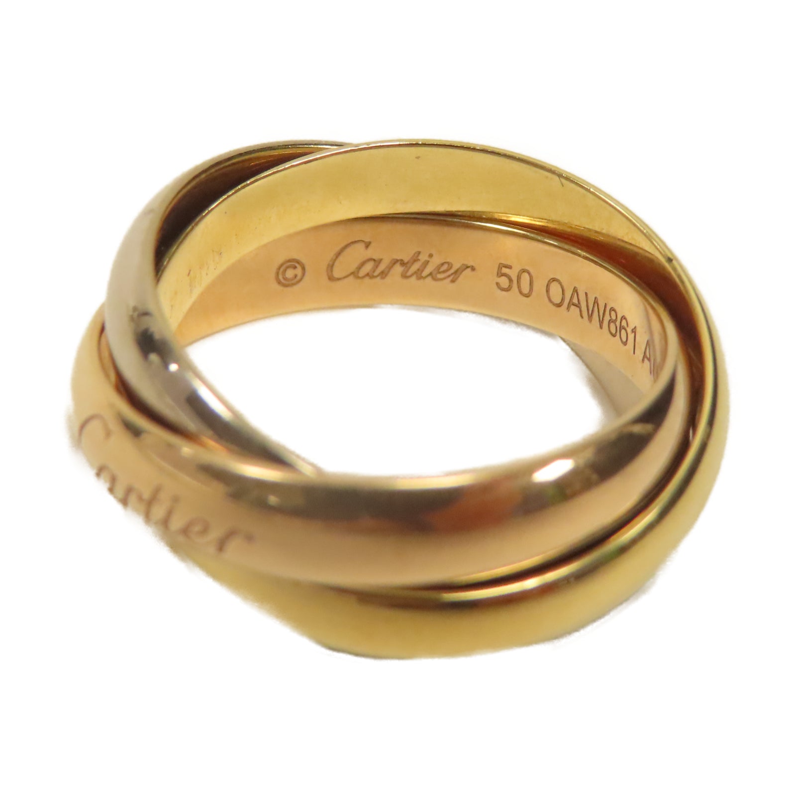 CARTIER 18K白金/玫瑰金/黃金Trinity戒指Cartier#50/US#4