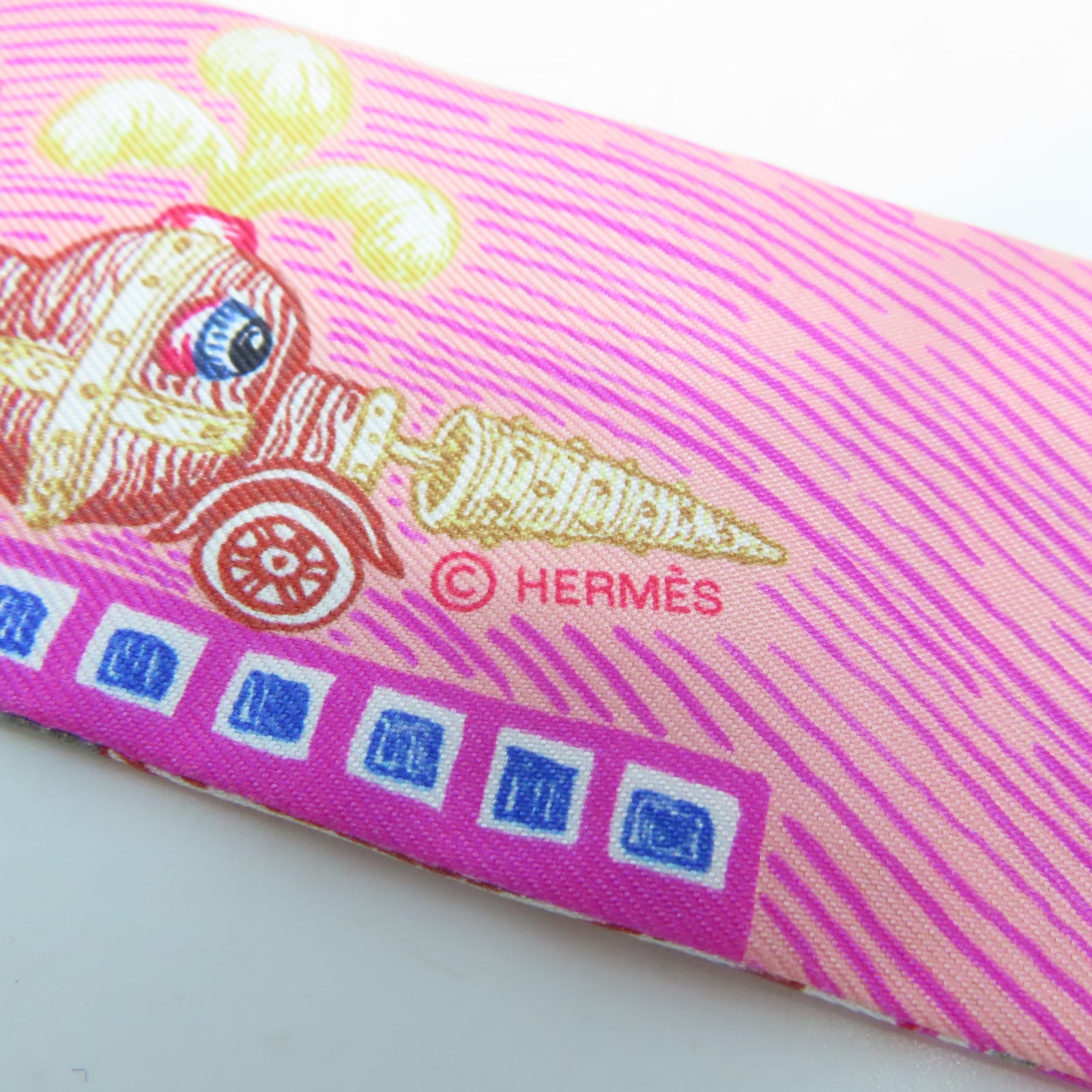 HERMES 絲質Twilly Scarf絲巾粉紅色