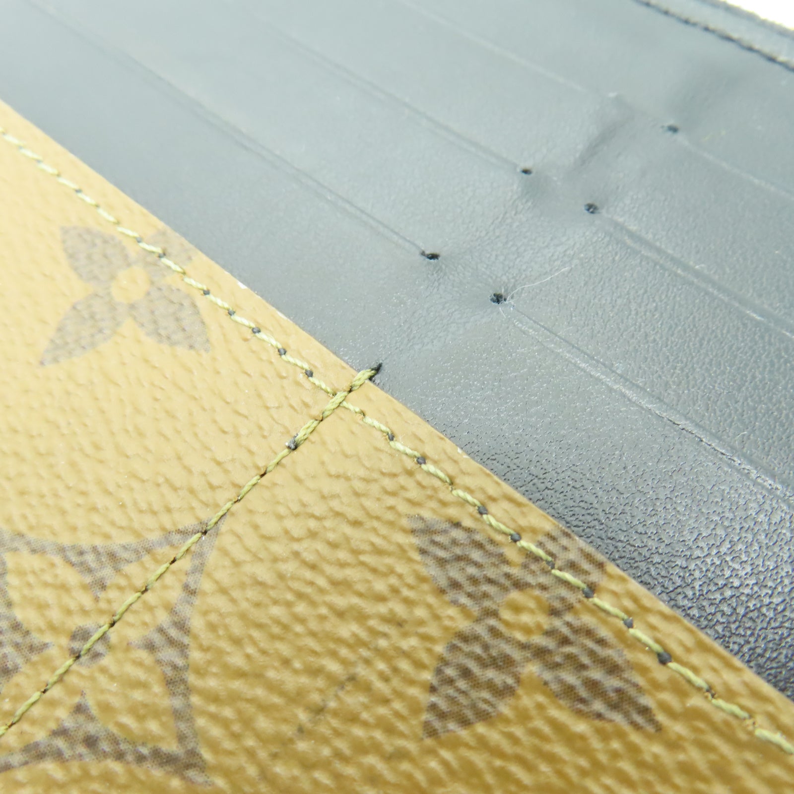LOUIS VUITTON Monogram Reverse Slim Purse金扣卡片套棕色