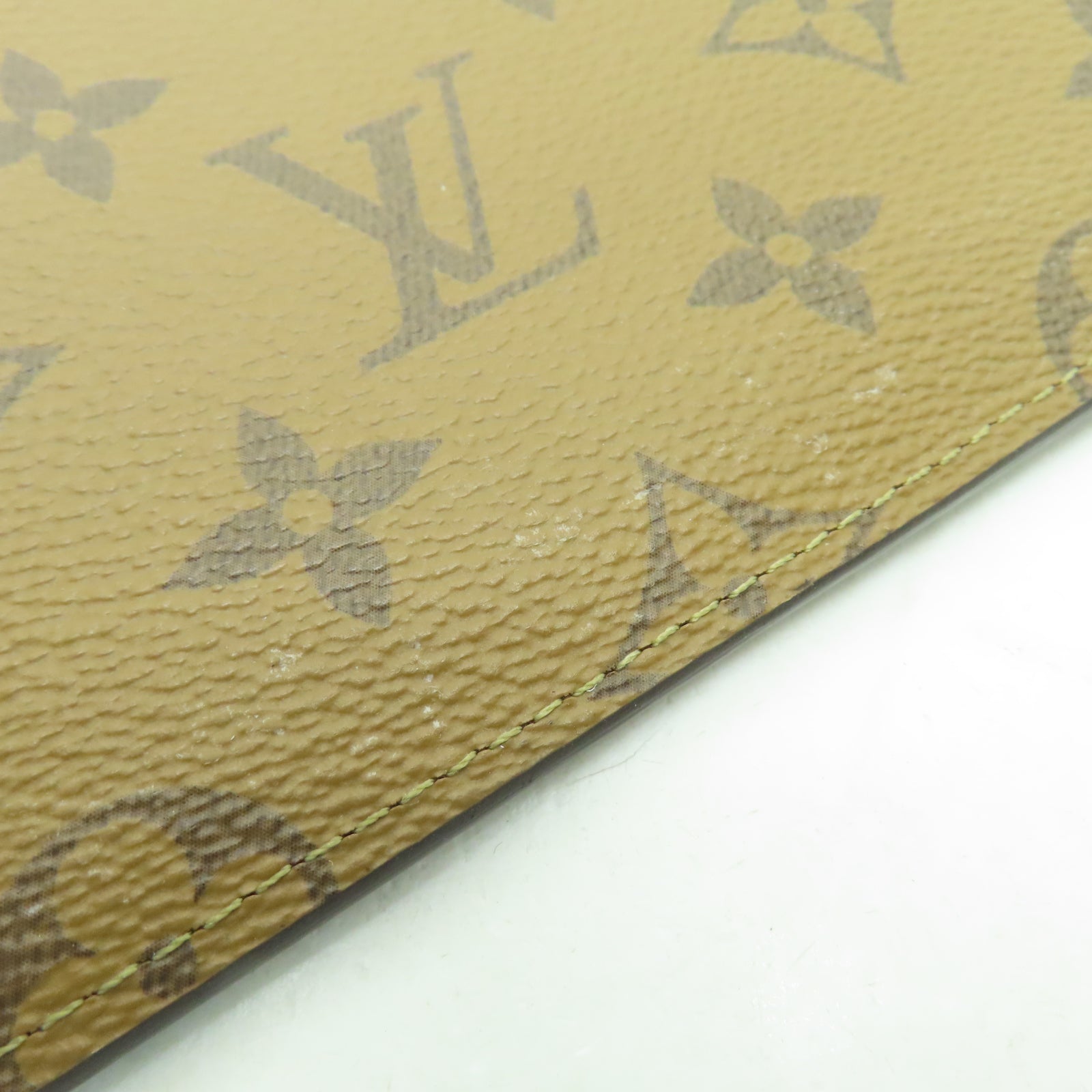 LOUIS VUITTON Monogram Reverse Slim Purse金扣卡片套棕色
