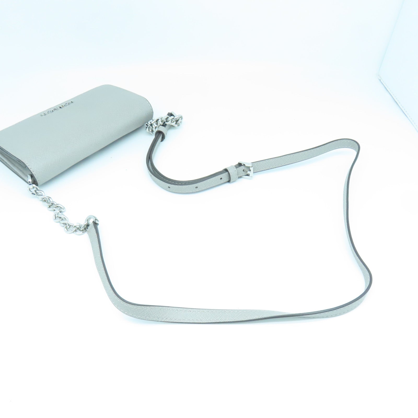 Michael Kors Leather Shoulder Bag Silver Buckle Chain Shoulder Bag Gray
