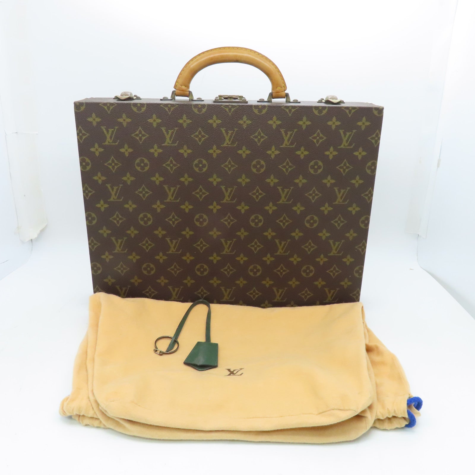LOUIS VUITTON Monogram Valise President Briefcase Gold Buckle Bag Brown