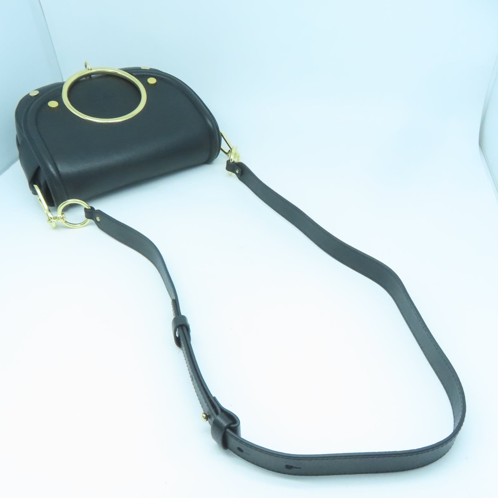SEE BY CHLOE 牛皮皮革Shoulder Bag金扣肩背袋黑色