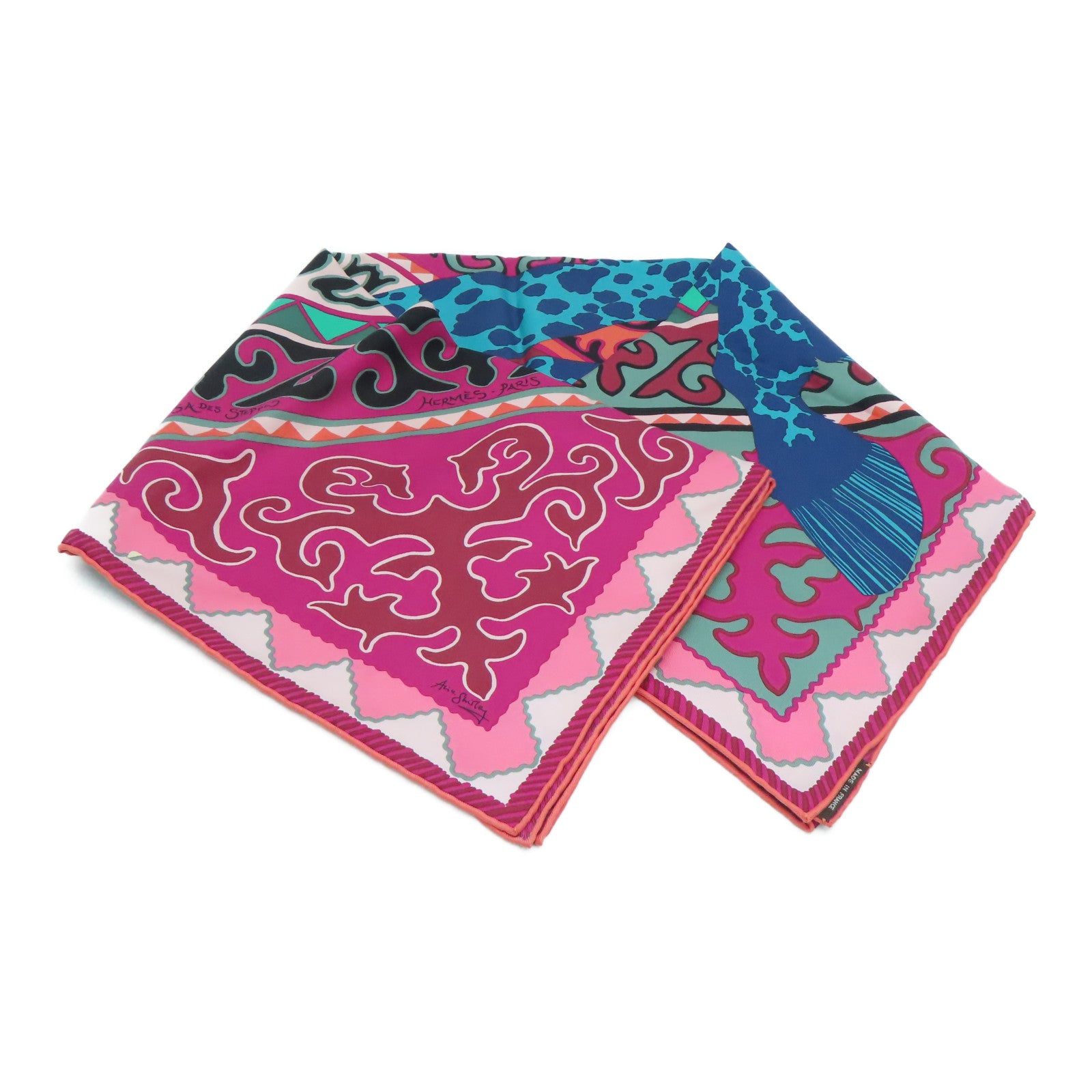HERMES 絲質Scarf 90絲巾彩色