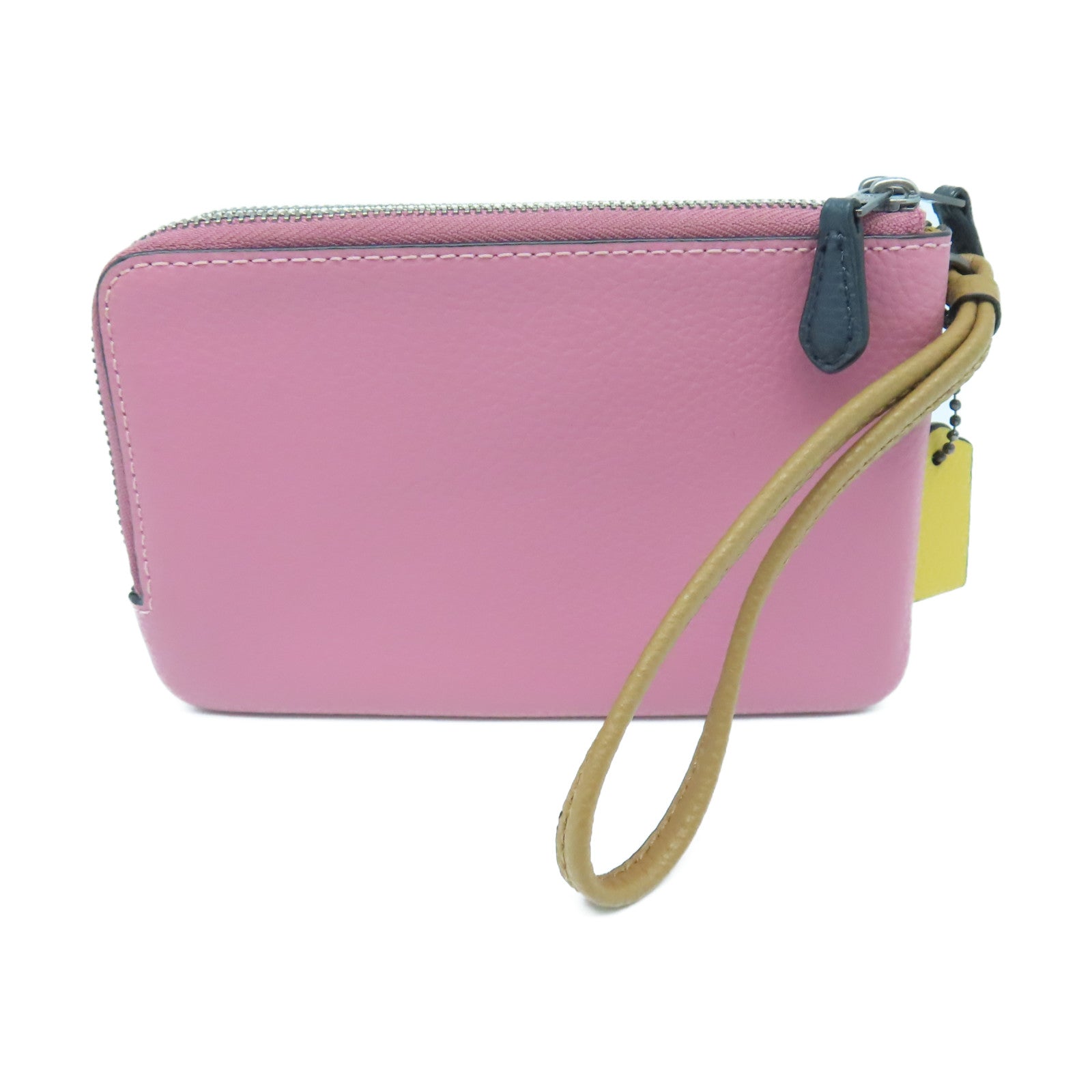 COACH Leather Pouch Silver Buckle Clutch White/Pink