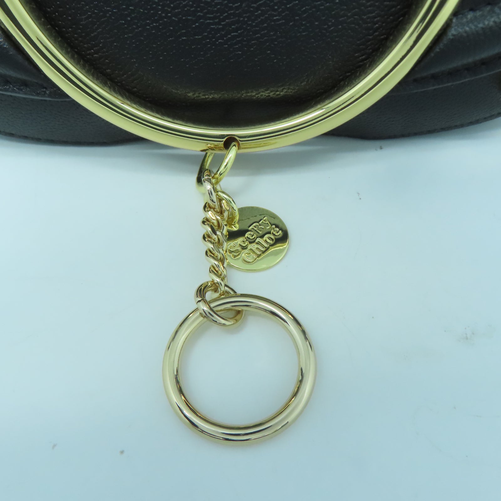 SEE BY CHLOE 牛皮皮革Shoulder Bag金扣肩背袋黑色