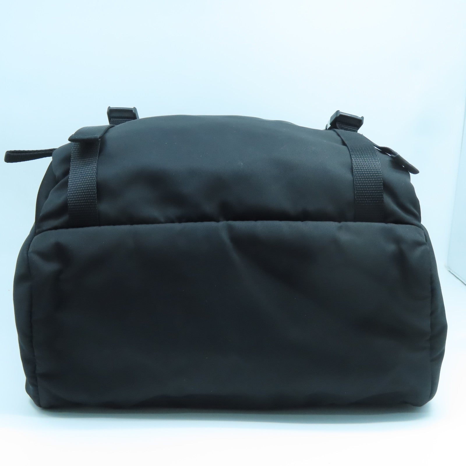 PRADA Nylon Backpack Silver Buckle Backpack Black