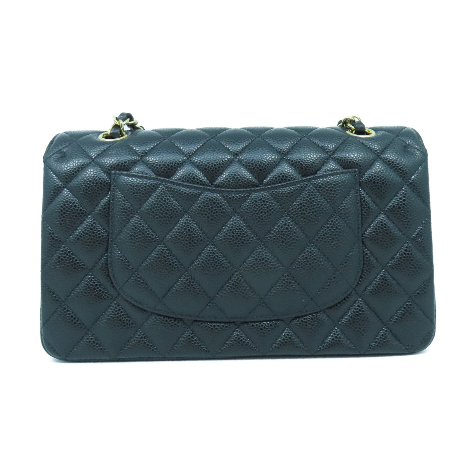 CHANEL 菱格Caviar皮革Classic 25金扣鏈帶肩背袋黑色