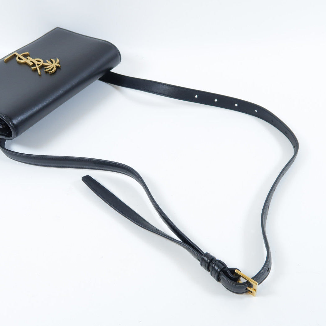 SAINT LAURENT 牛皮皮革Belt Bag金扣腰包黑色