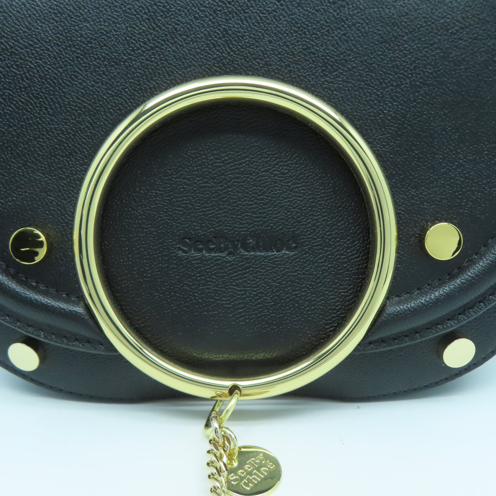 SEE BY CHLOE 牛皮皮革Shoulder Bag金扣肩背袋黑色