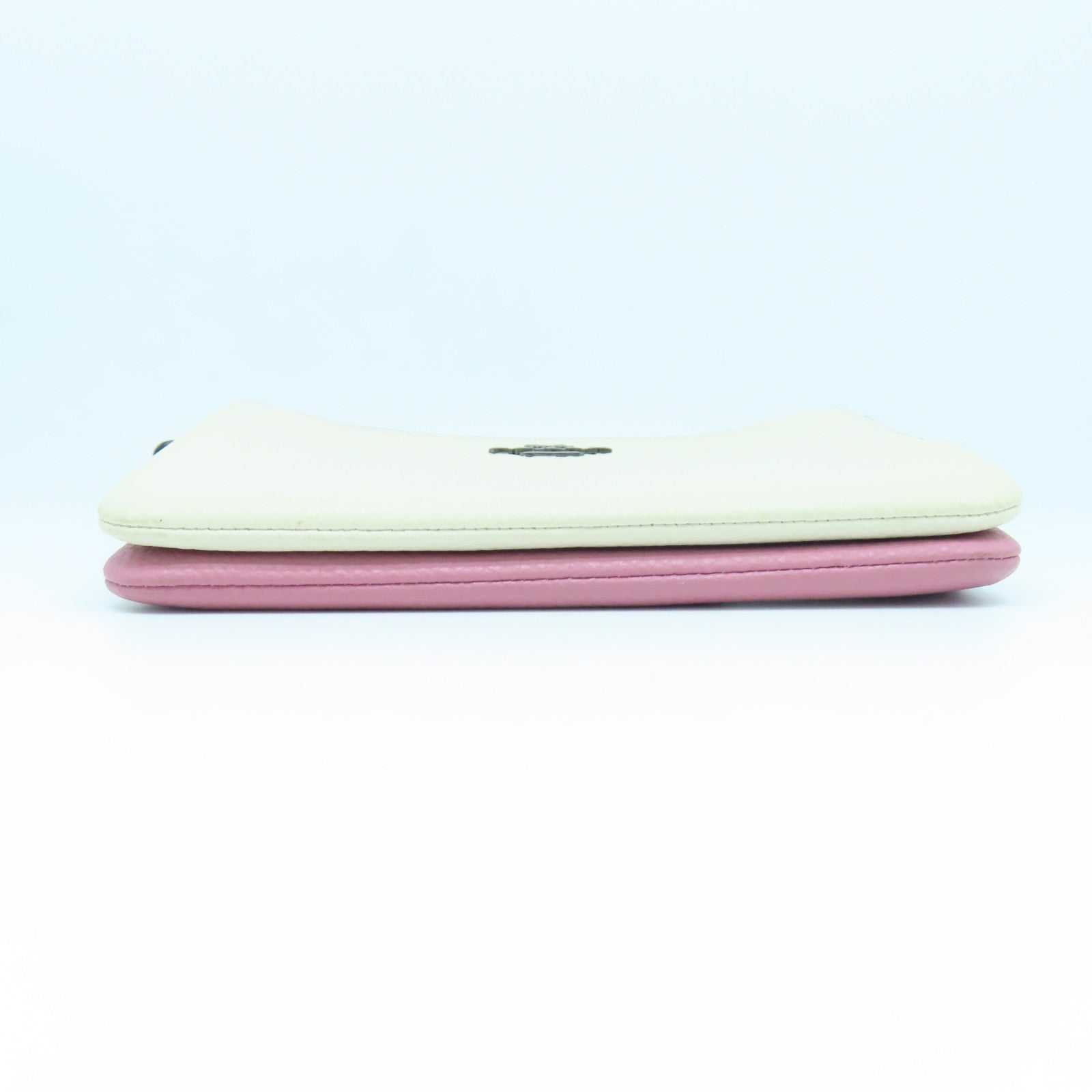 COACH Leather Pouch Silver Buckle Clutch White/Pink