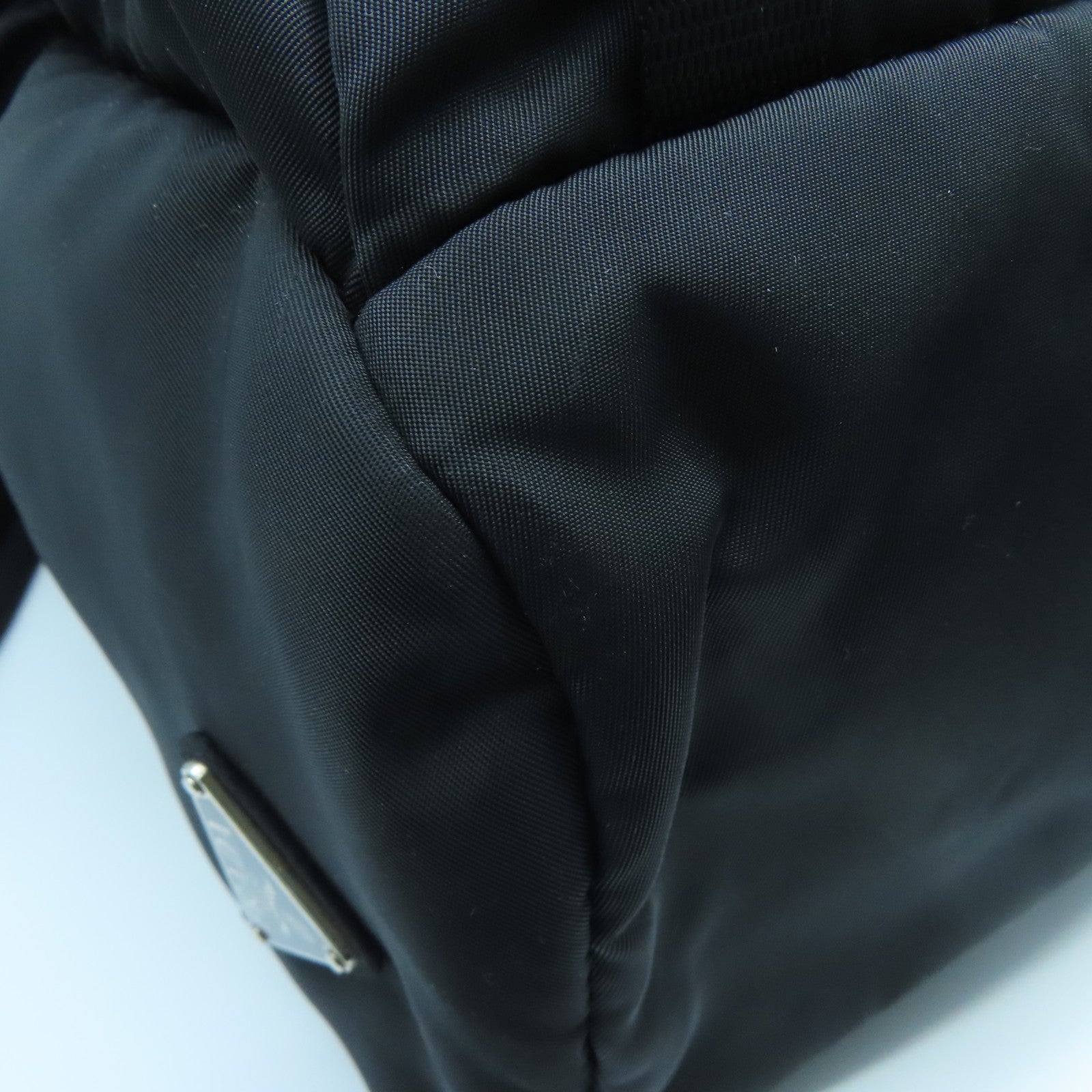 PRADA Nylon Backpack Silver Buckle Backpack Black