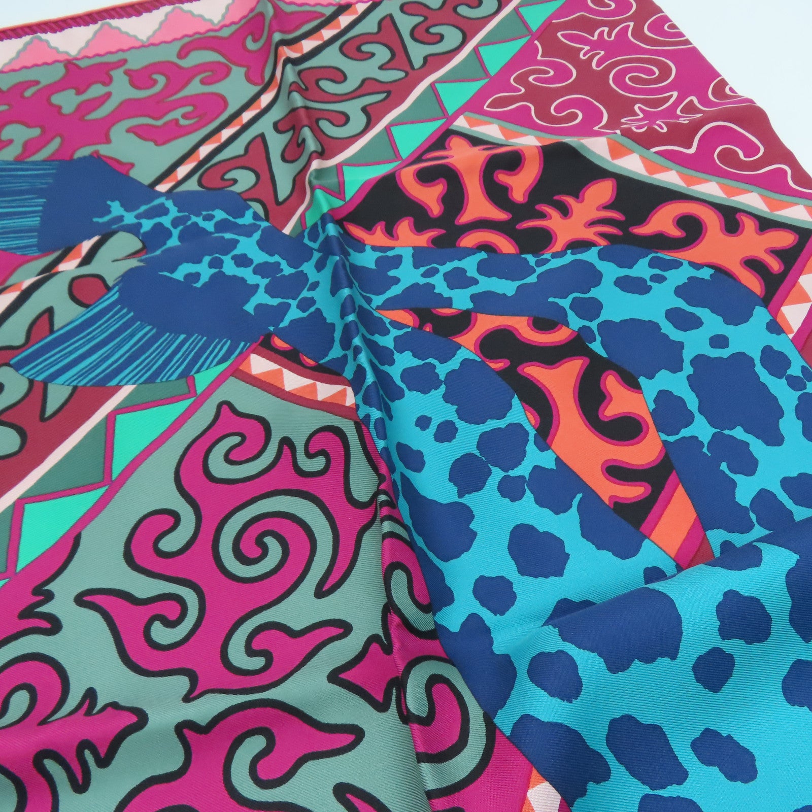 HERMES 絲質Scarf 90絲巾彩色