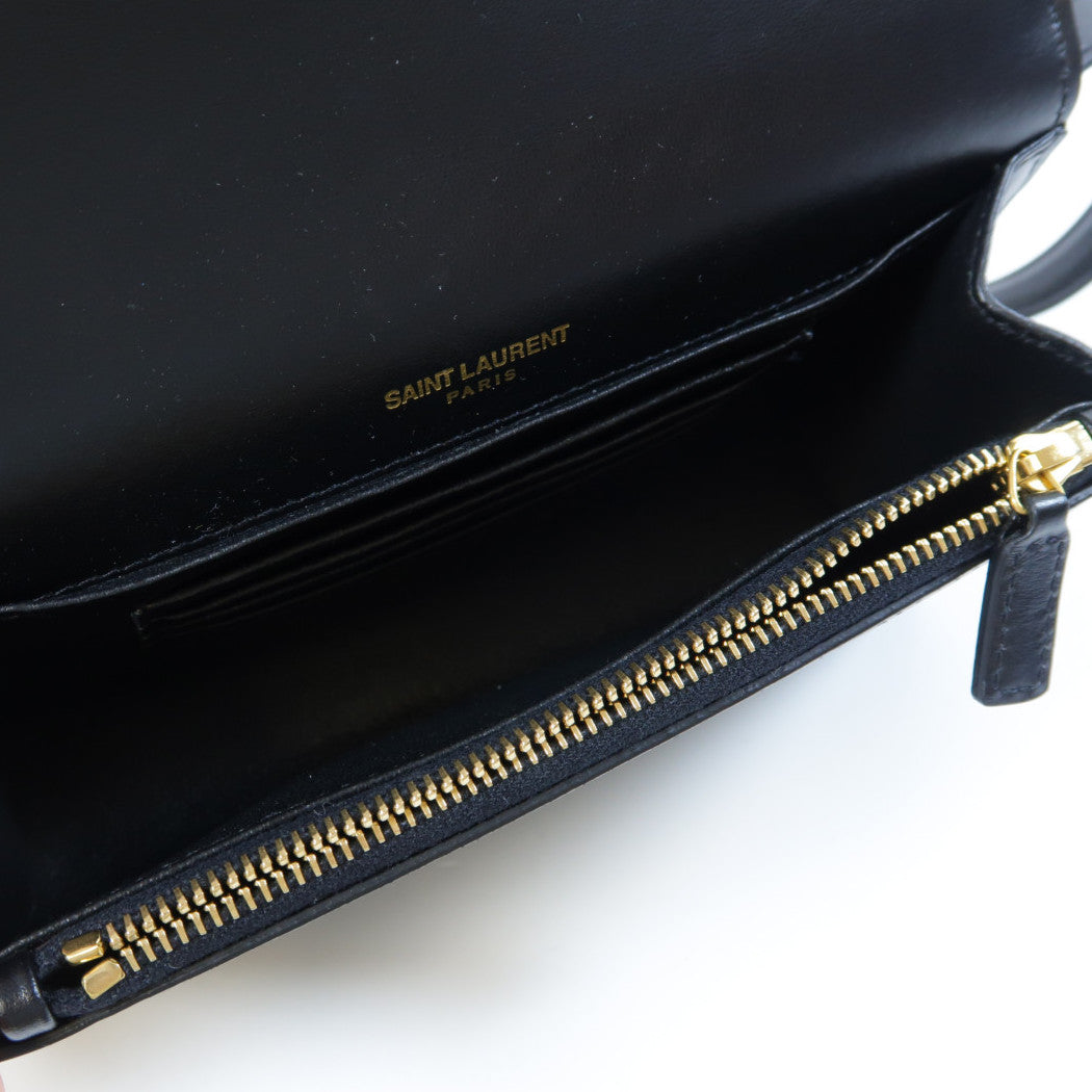 SAINT LAURENT 牛皮皮革Belt Bag金扣腰包黑色