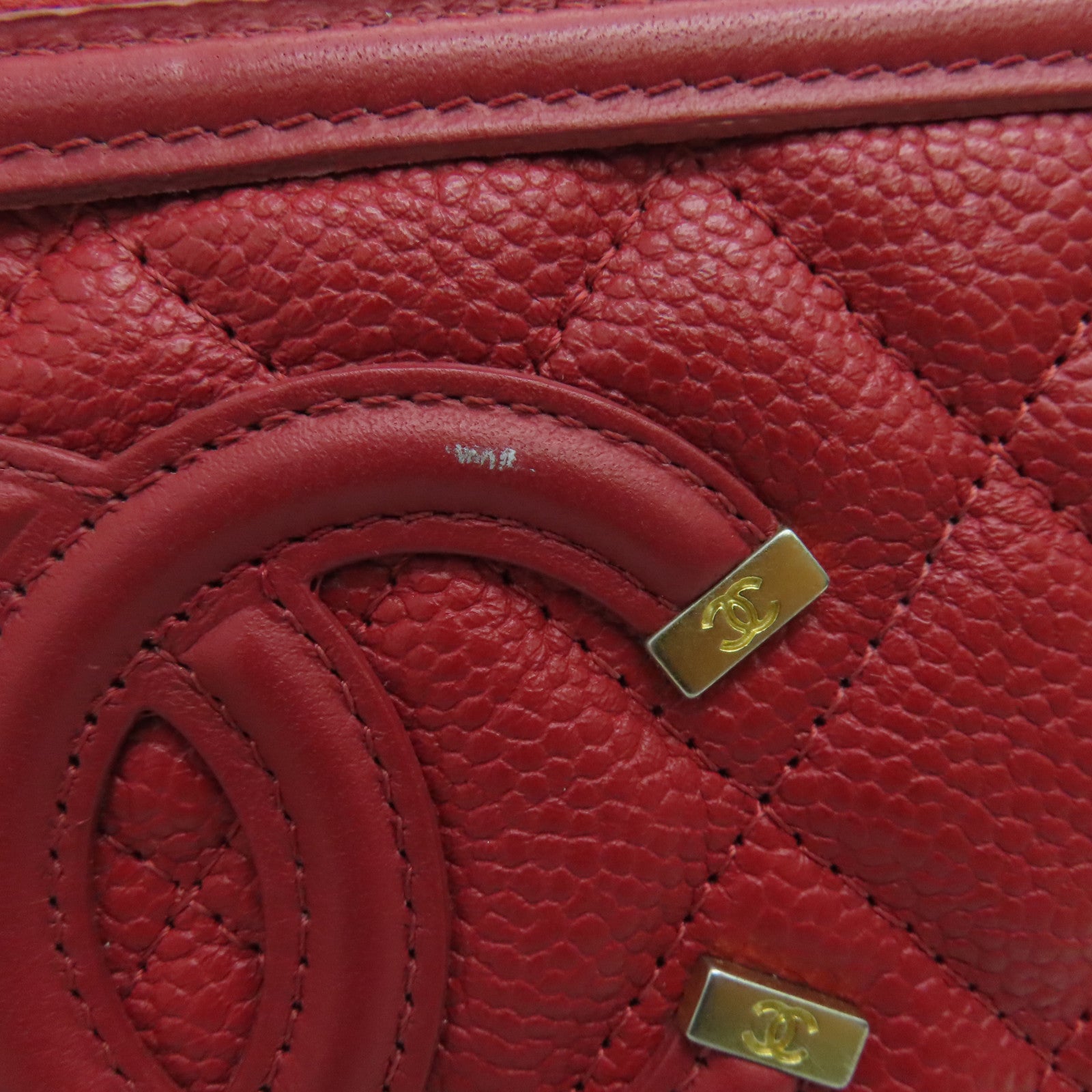 CHANEL 菱格Caviar皮革Shoulder Bag金扣肩背袋紅色