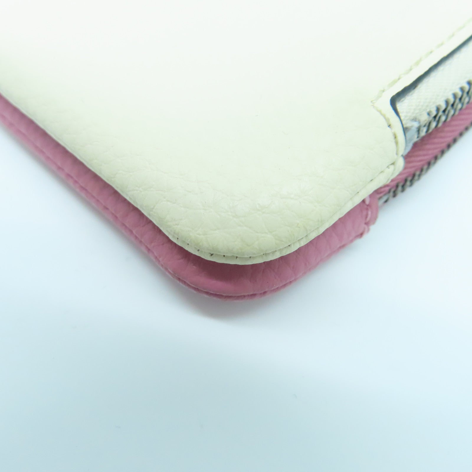 COACH Leather Pouch Silver Buckle Clutch White/Pink