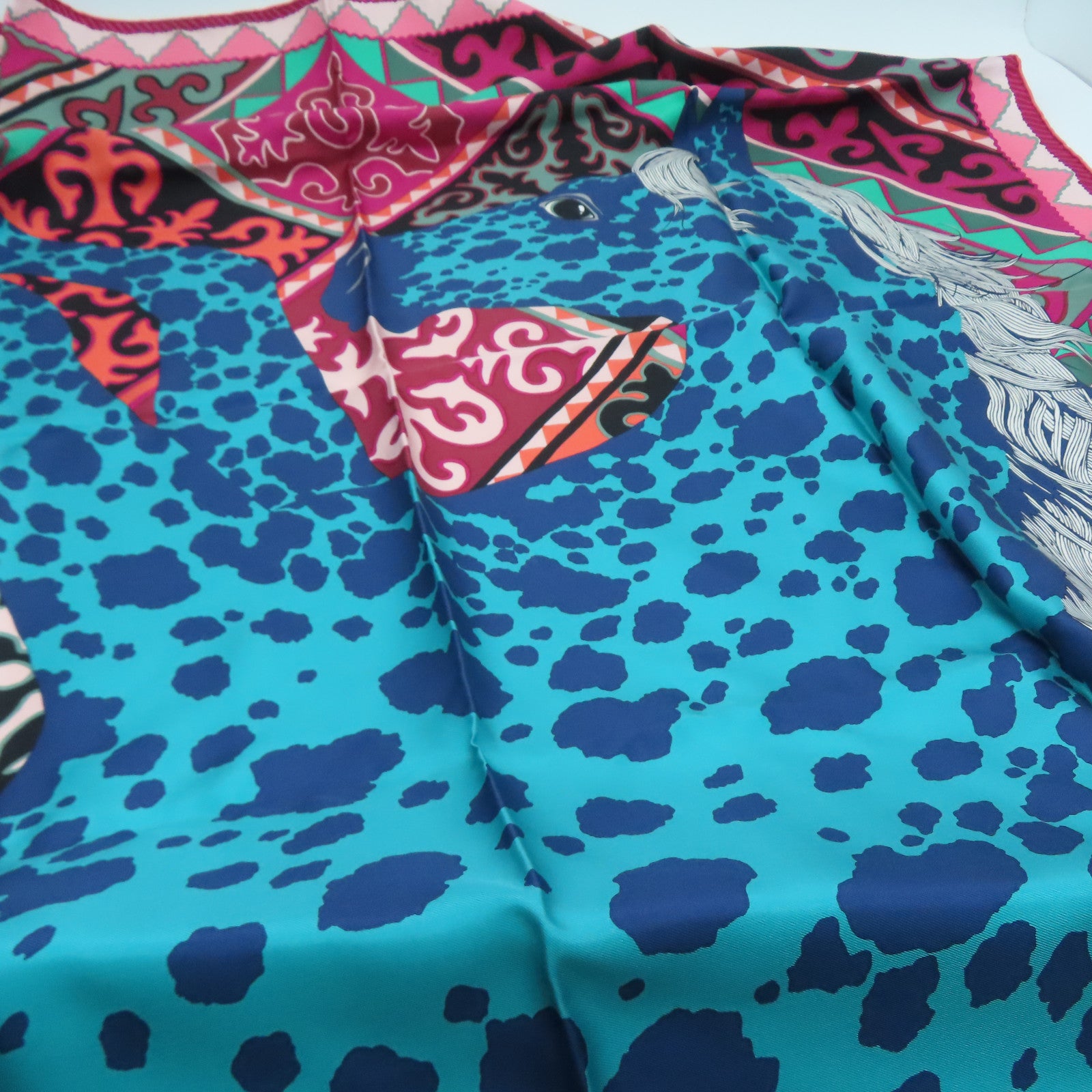 HERMES 絲質Scarf 90絲巾彩色