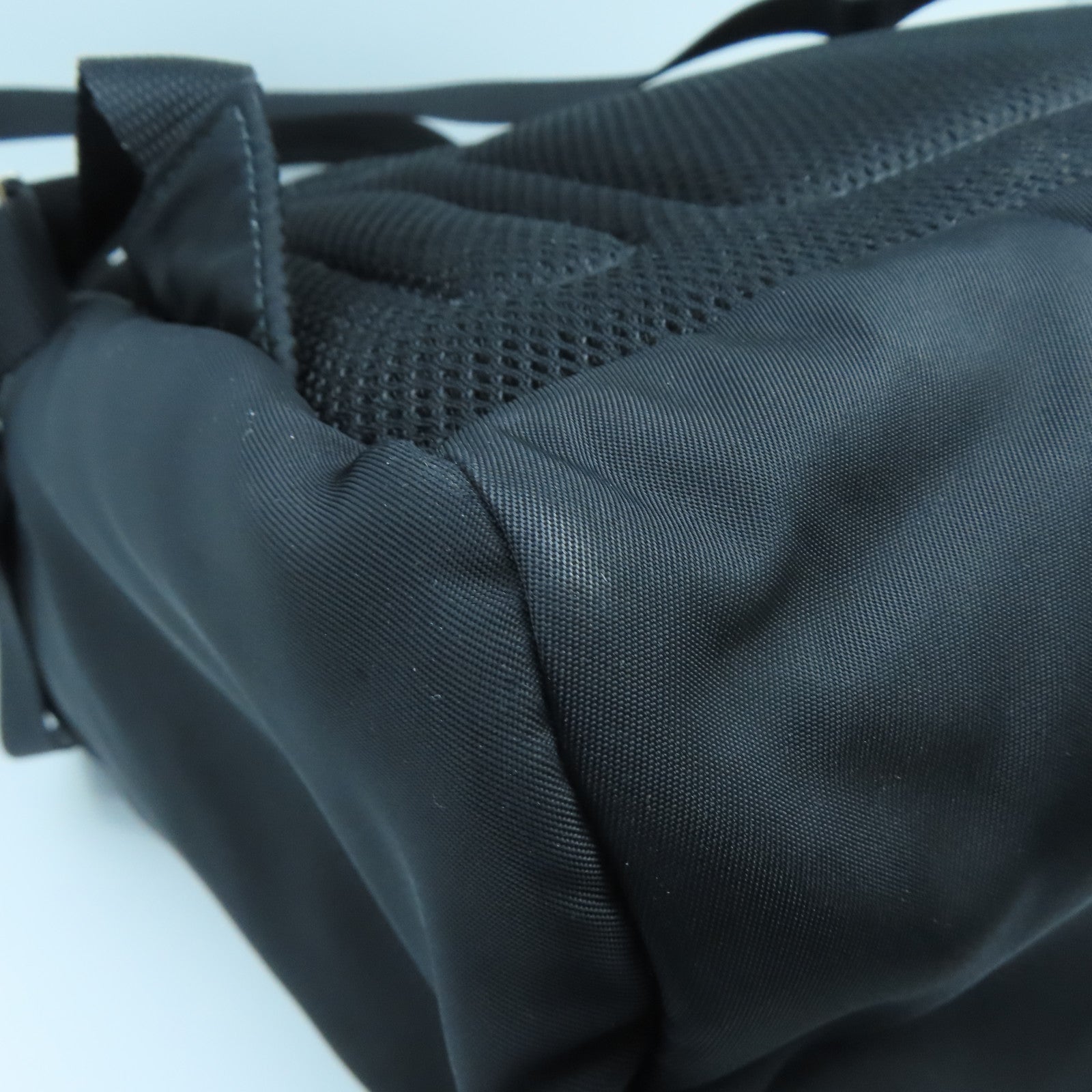 PRADA Nylon Backpack Silver Buckle Backpack Black