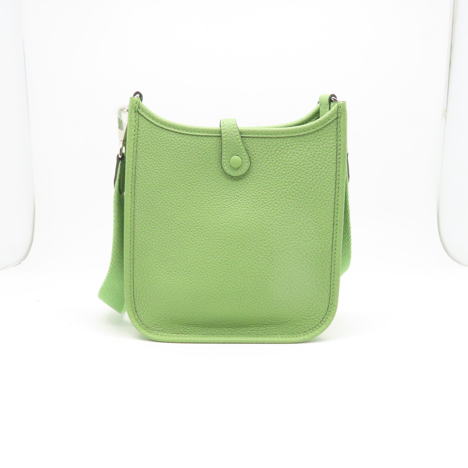 HERMES Clemence皮革Evelyne TPM銀扣肩背袋綠色