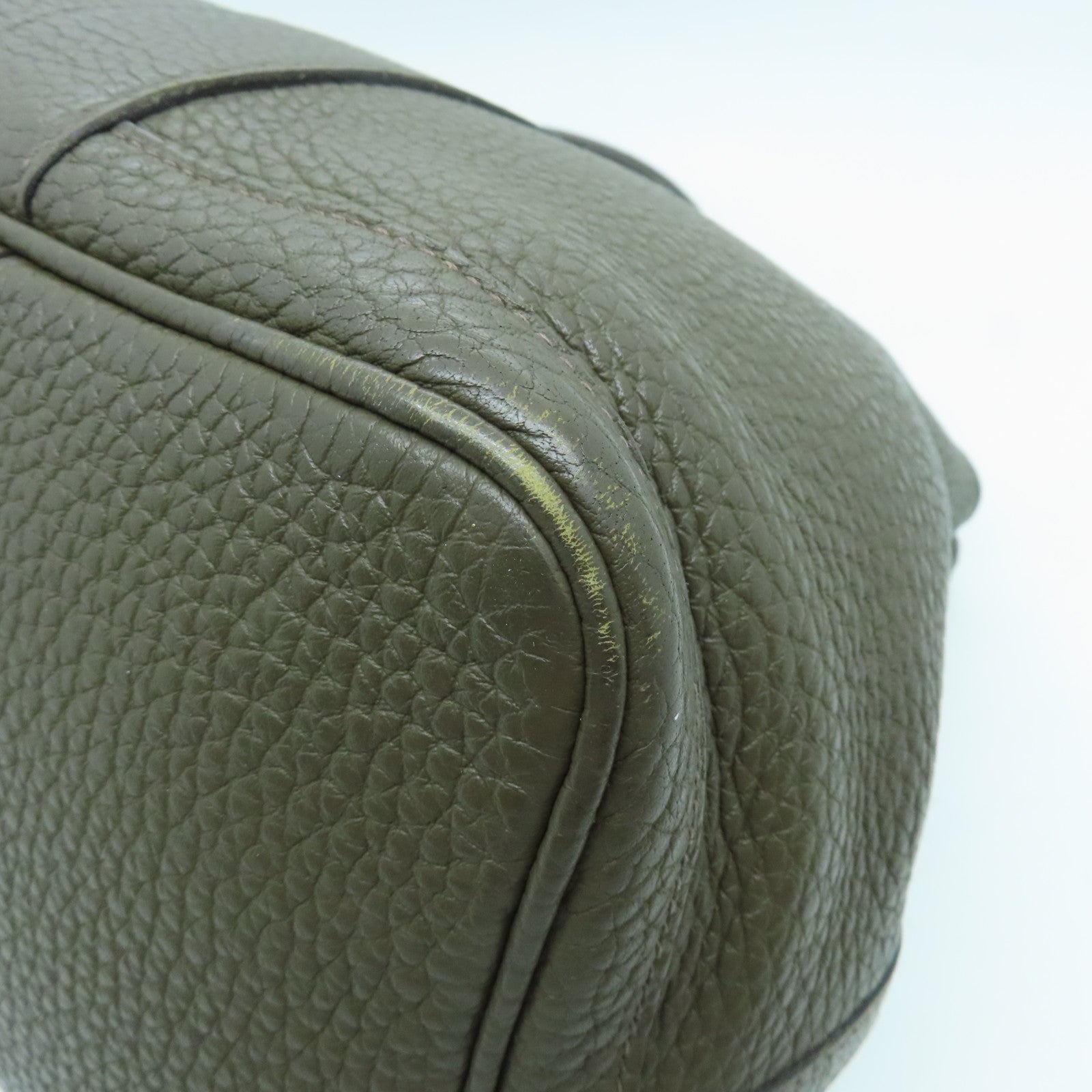 HERMES Negonda Leather Garden Party PM Silver Button Handle Bag Green