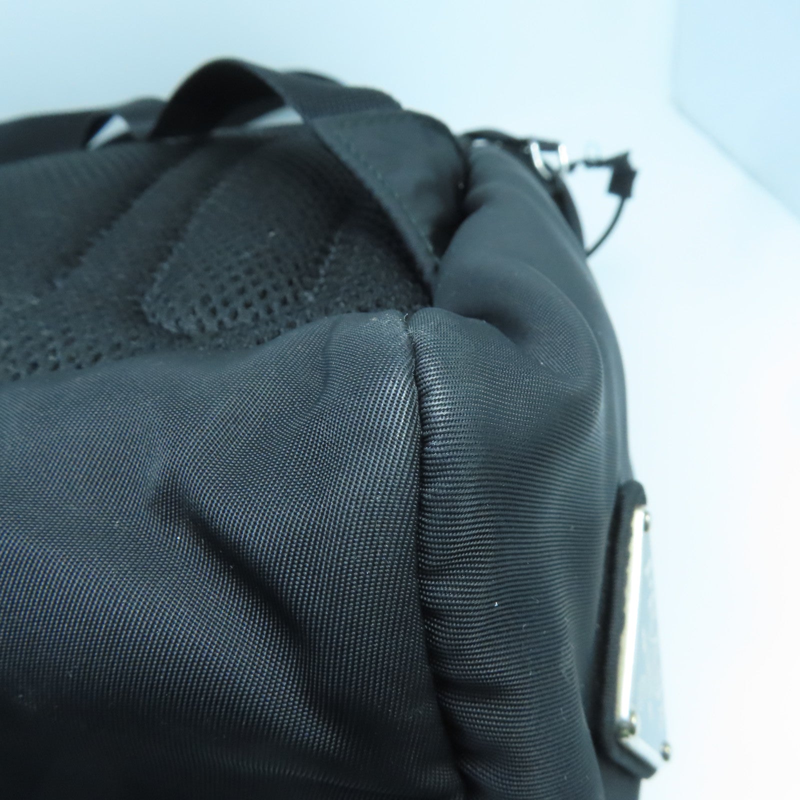 PRADA Nylon Backpack Silver Buckle Backpack Black