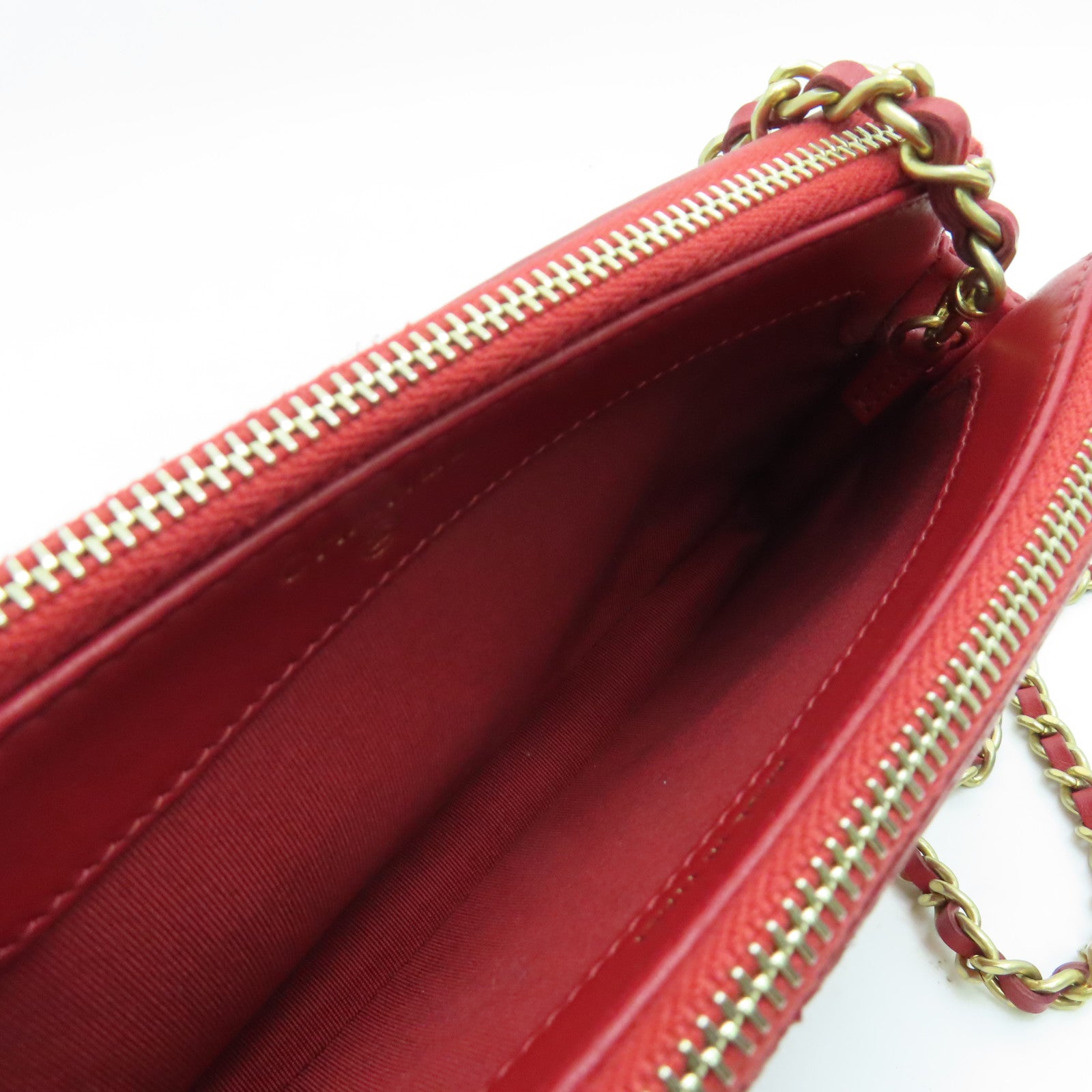 CHANEL 菱格Caviar皮革Shoulder Bag金扣肩背袋紅色