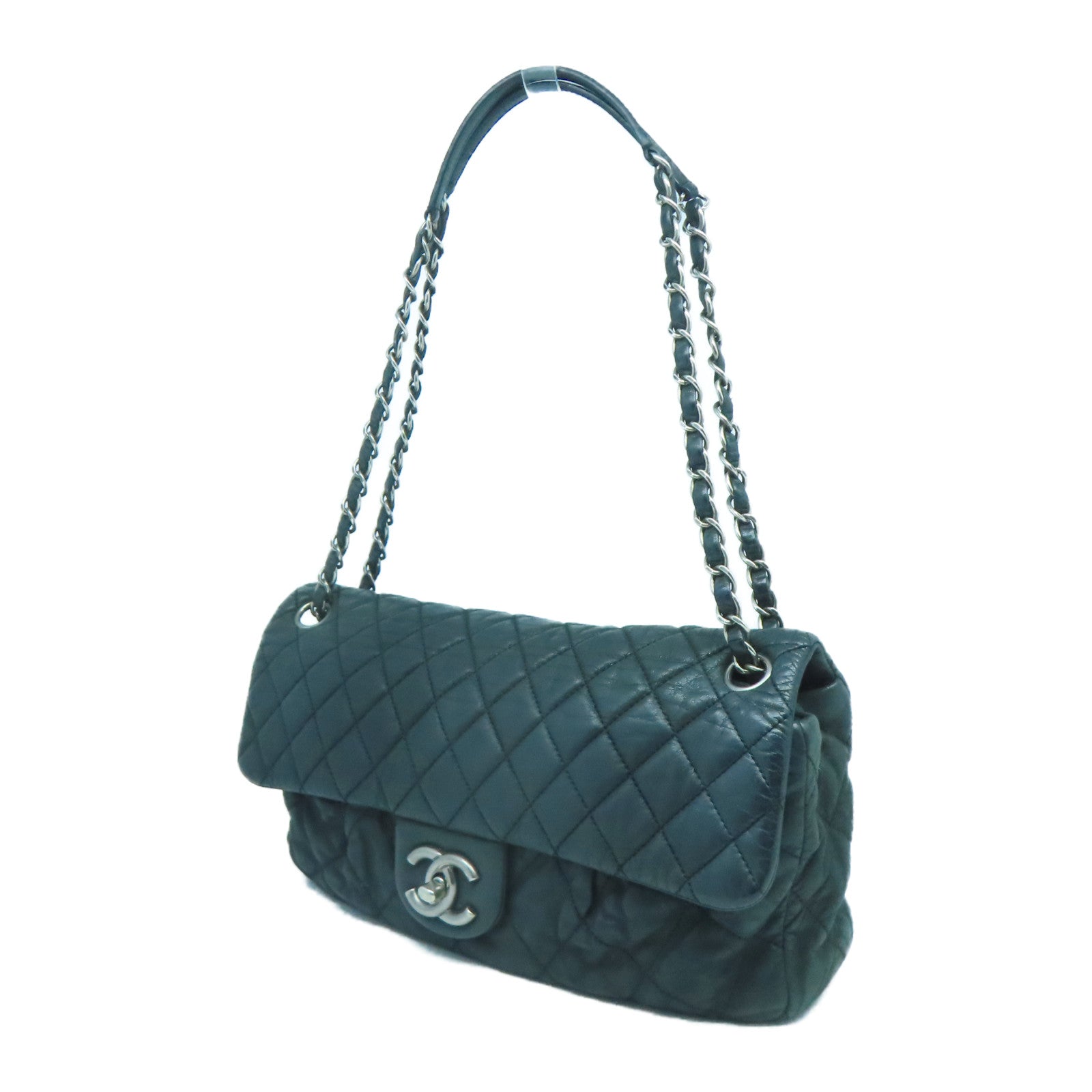 CHANEL 【激減優惠】牛皮皮革Chain Shoulder銀扣肩背袋黑色
