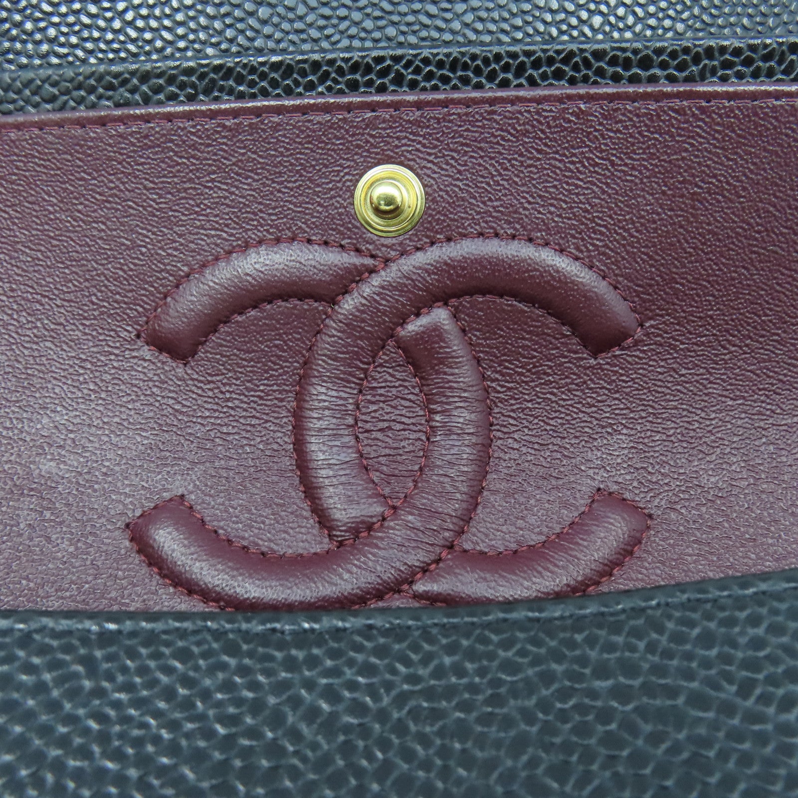 CHANEL 菱格Caviar皮革Classic 25金扣鏈帶肩背袋黑色