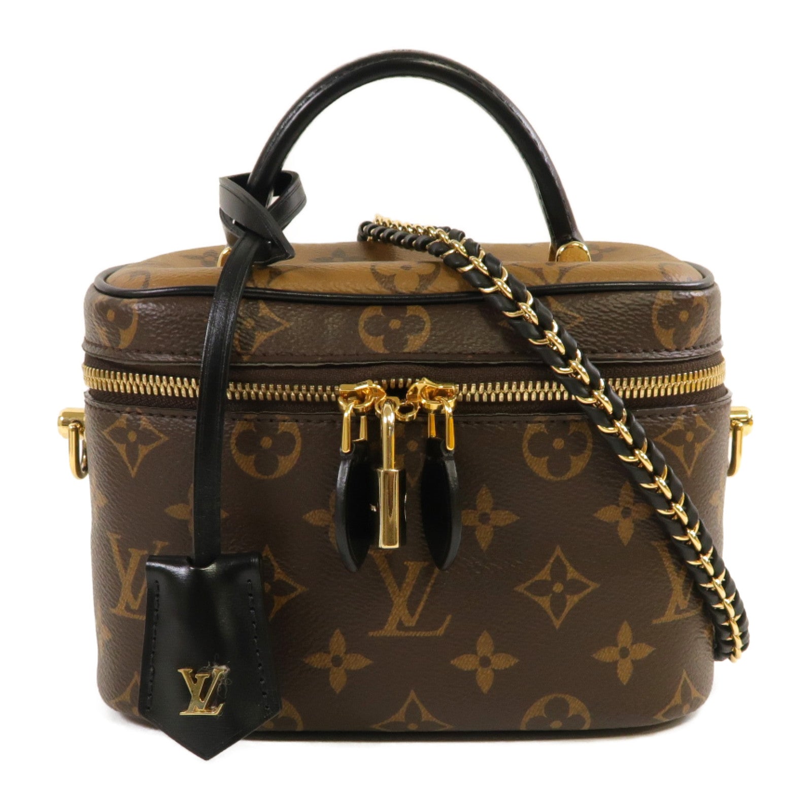 LOUIS VUITTON Monogram Vanity PM金扣手挽肩背兩用袋啡色