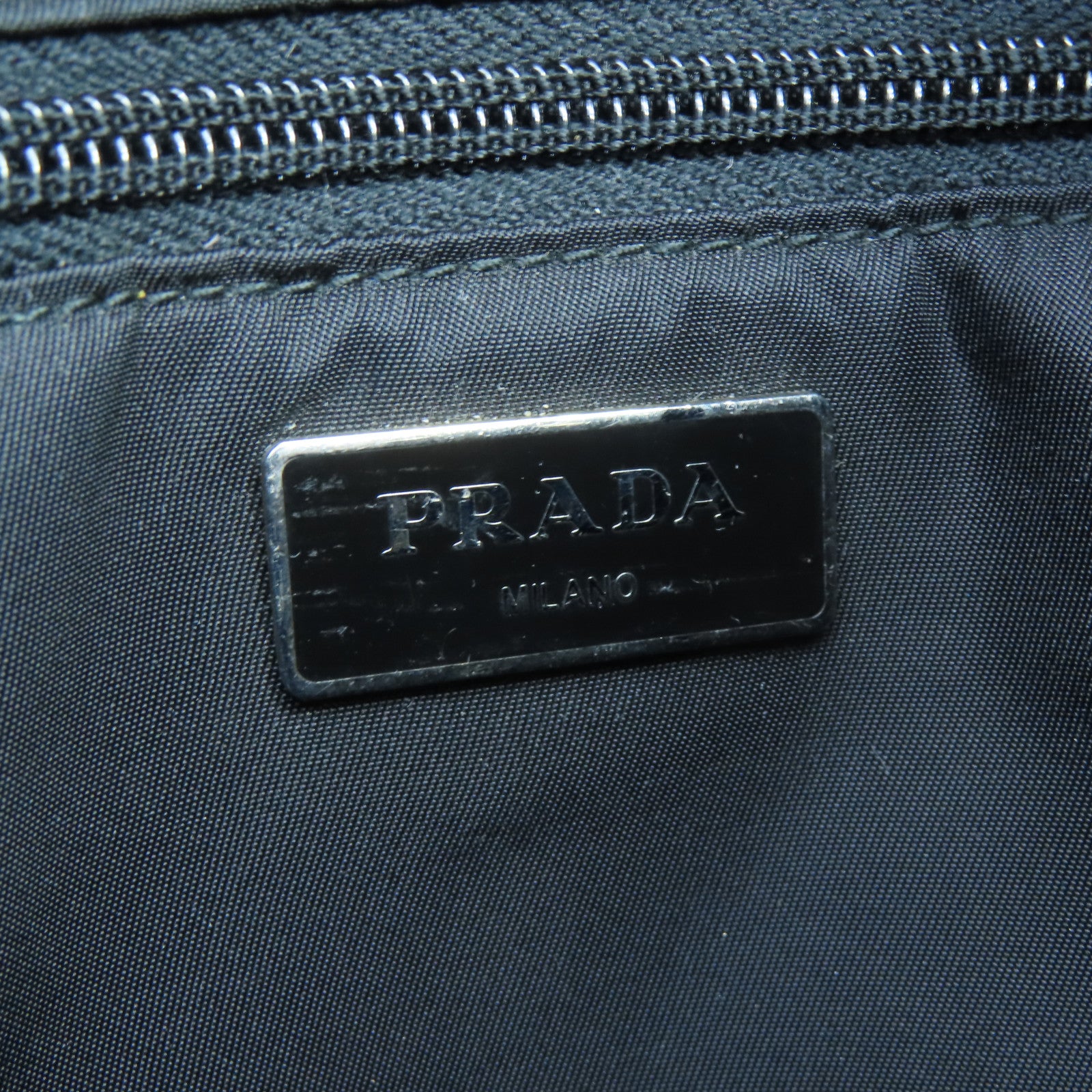PRADA Nylon Backpack Silver Buckle Backpack Black