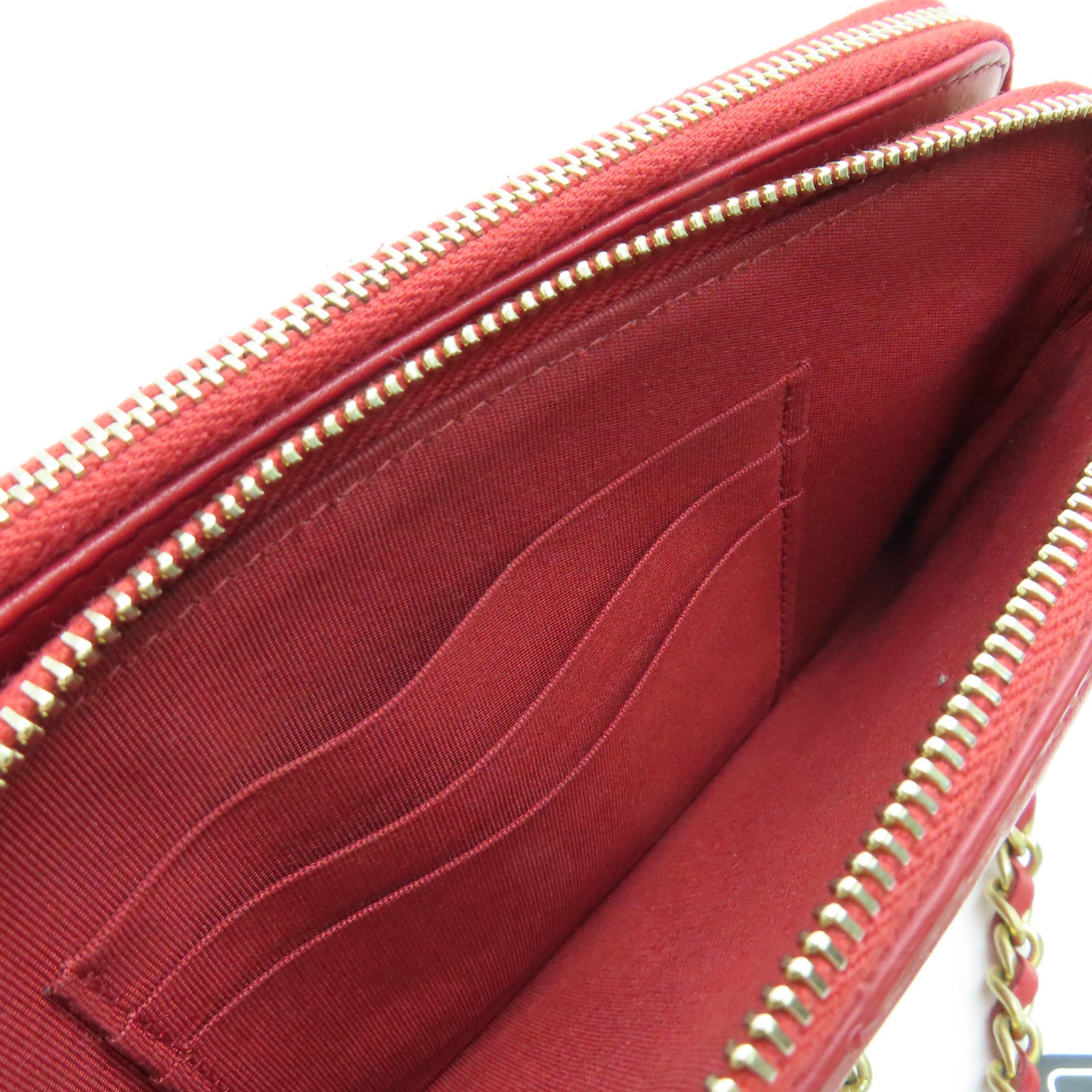 CHANEL 菱格Caviar皮革Shoulder Bag金扣肩背袋紅色